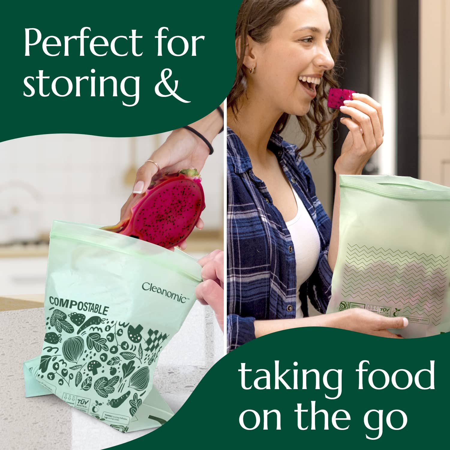 Compostable* Quart Size Food Storage Bags (25 Count)