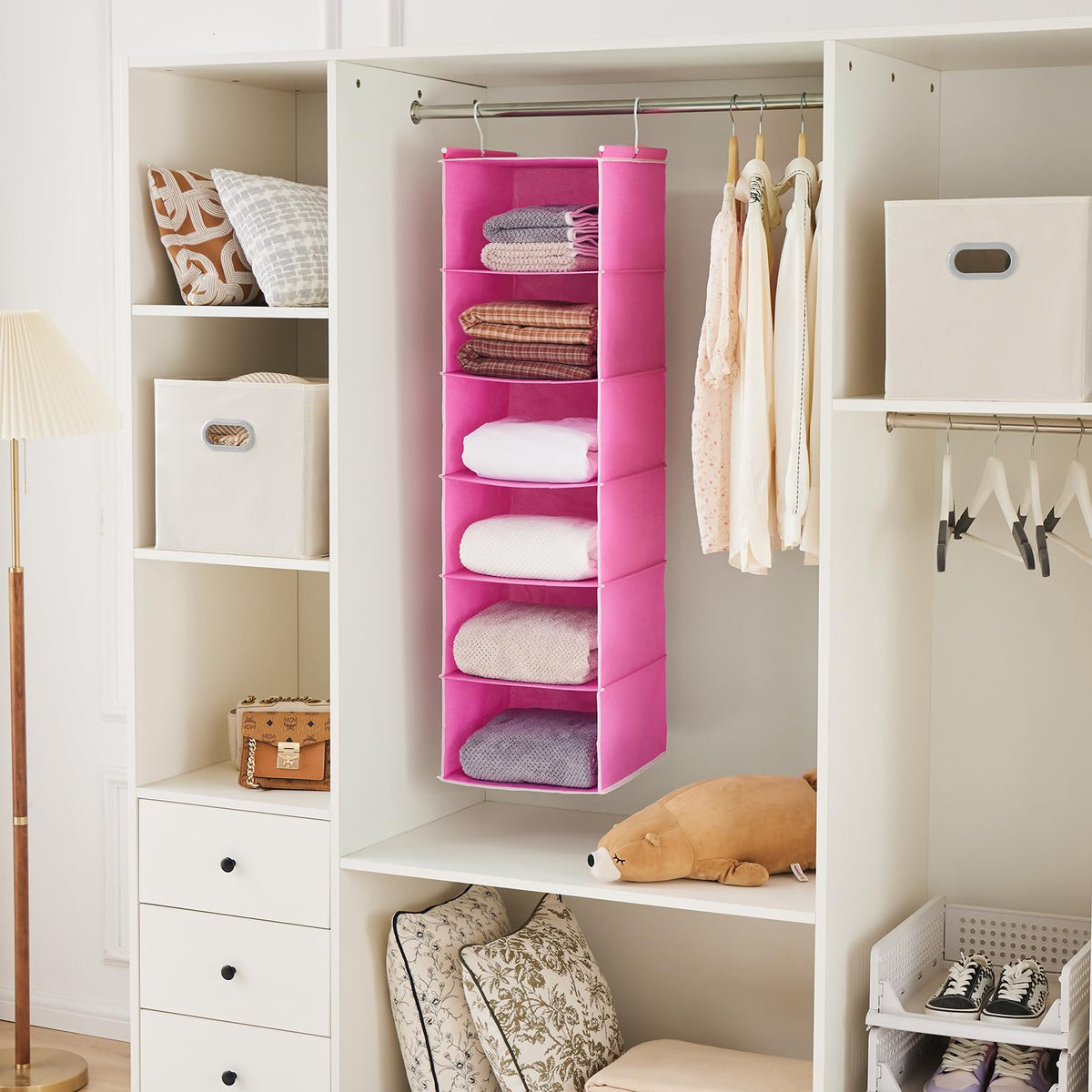 6 Shelf Hanging Closet Organizer with 2 Sturdy Hooks