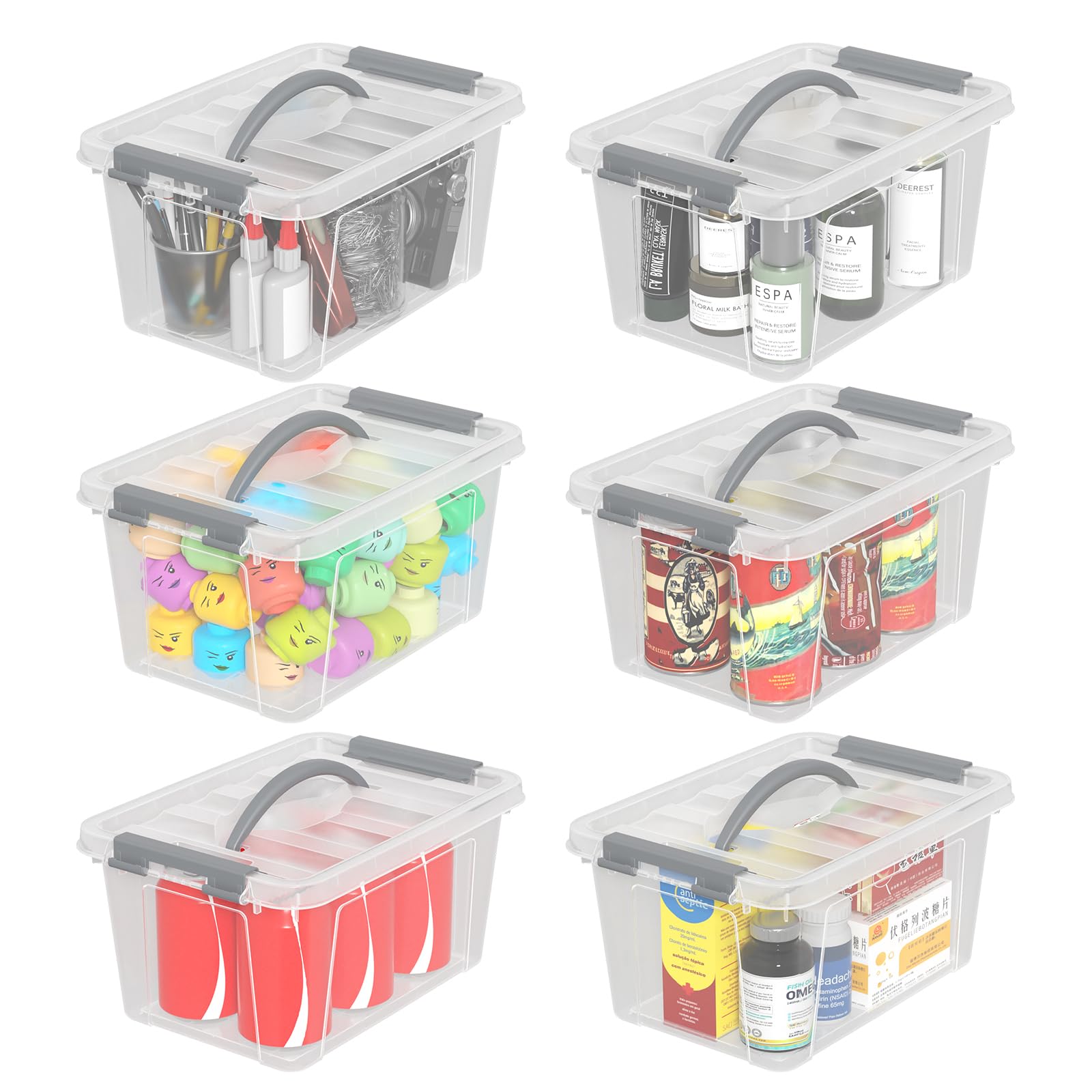 6L Clear Storage Latch Bins (6 Count)