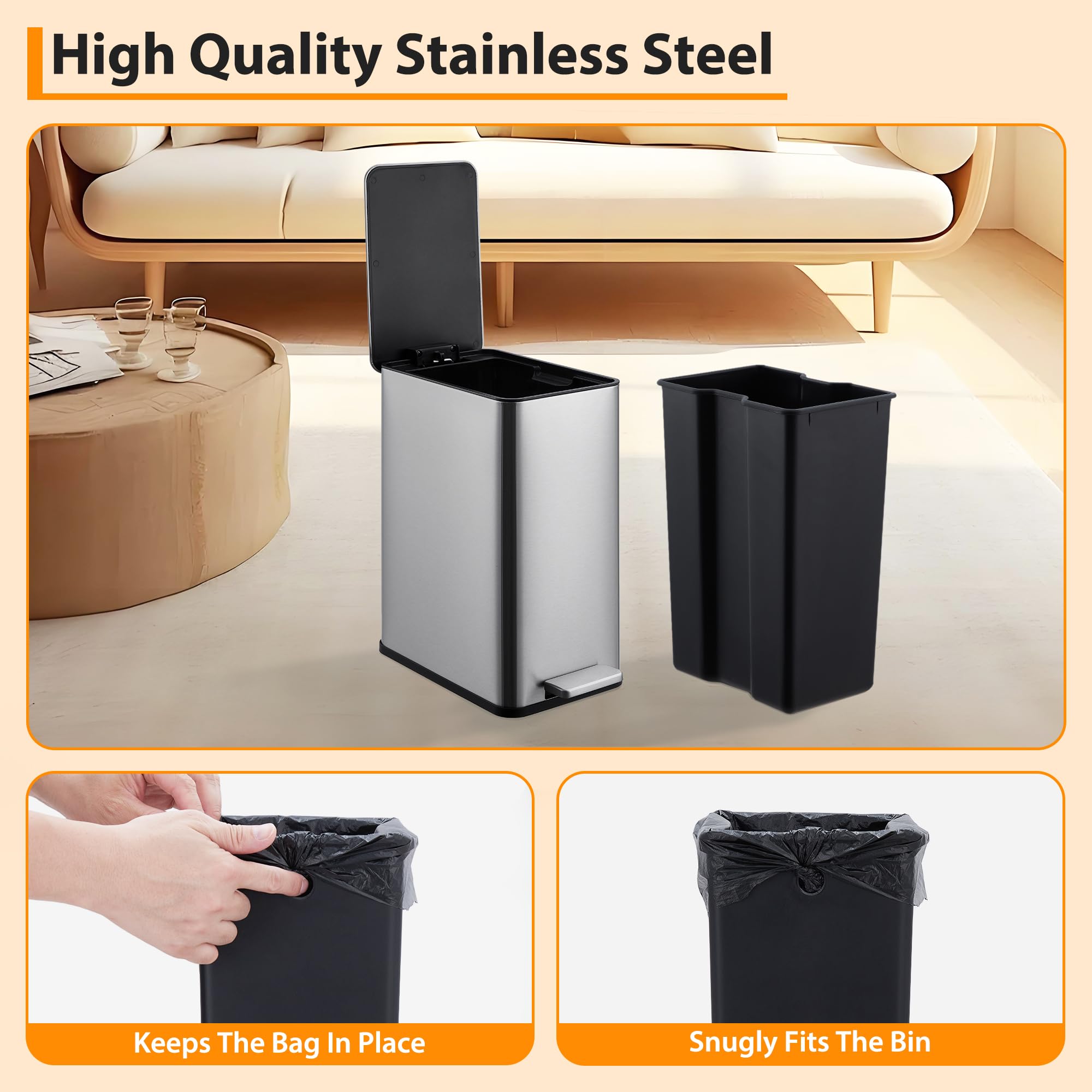 2.6 Gallon Kitchen Trash Can