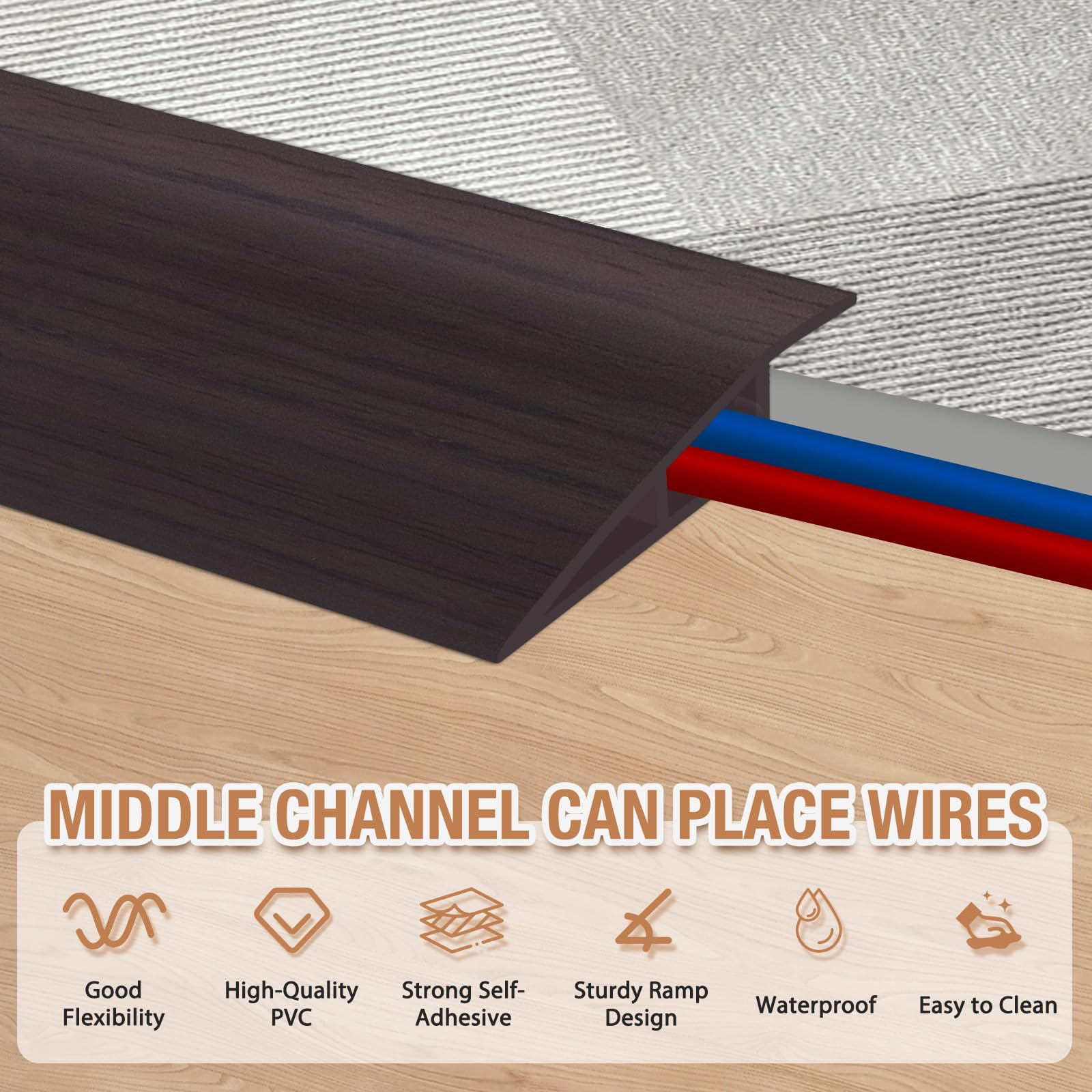 Floor Transition Strip Self Adhesive Vinyl Door Threshold Strip (6.6 Foot)