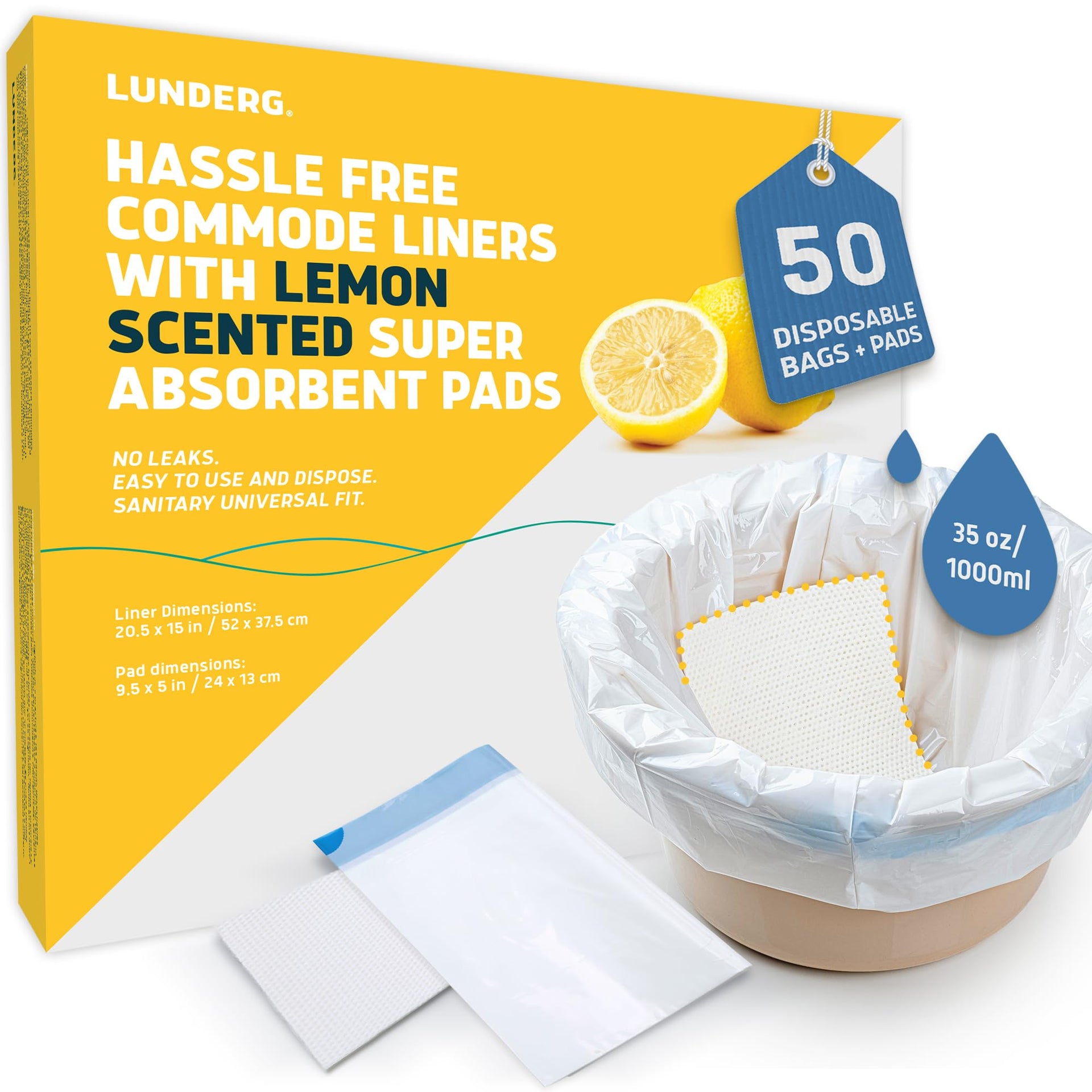 Commode Liners & Absorbent Pads (50 Count)