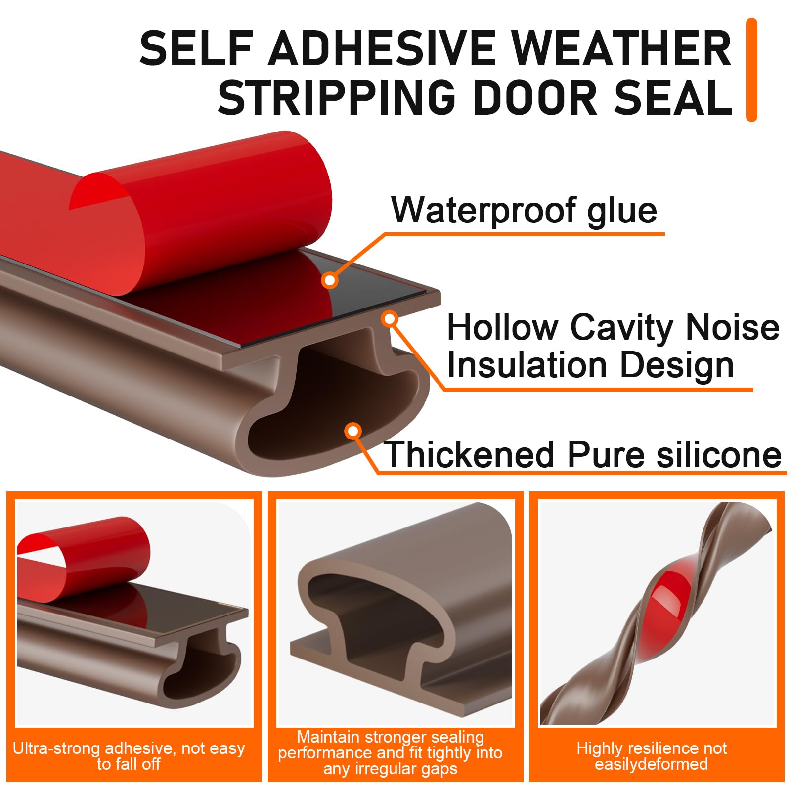 Brown Rubber Weather Stripping Door Seal Strip