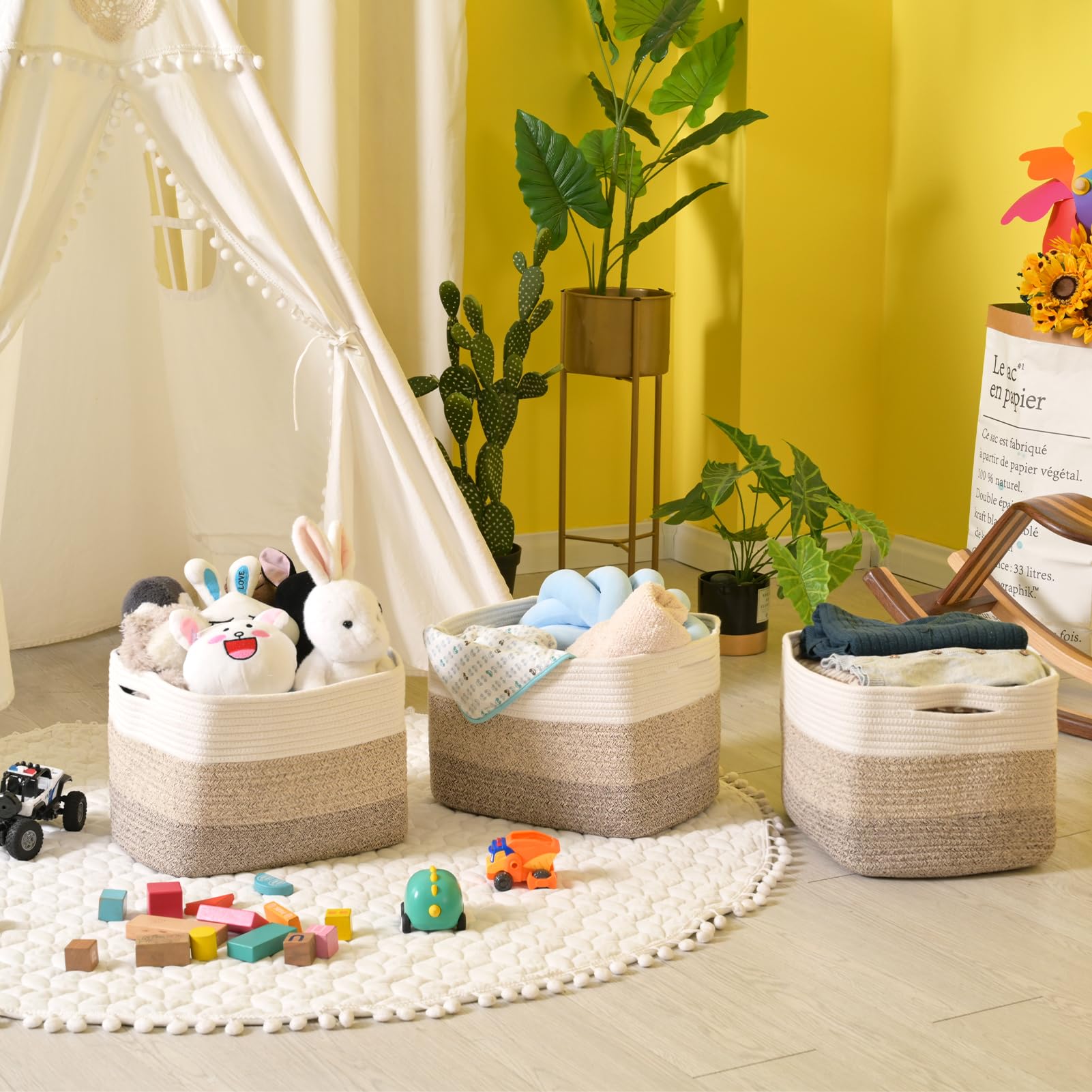 Storage Baskets for Organizing Shelves (3 Count)