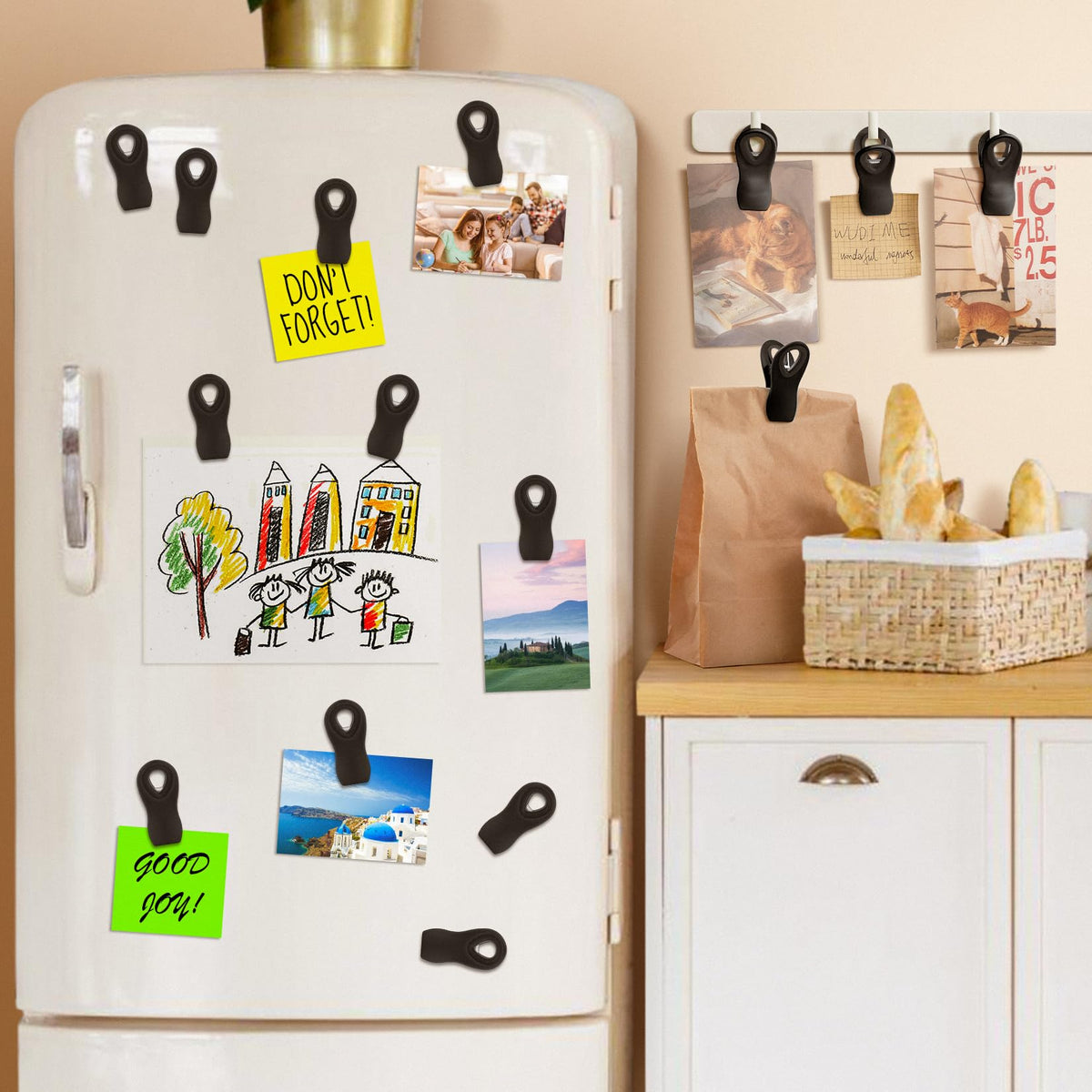 10PCS Magnetic Chip Clips Airtight Seal Reusable Black Bag Clips for Food Storage Heavy Duty Plastic Food Clip for Refrigerator (10 Count)
