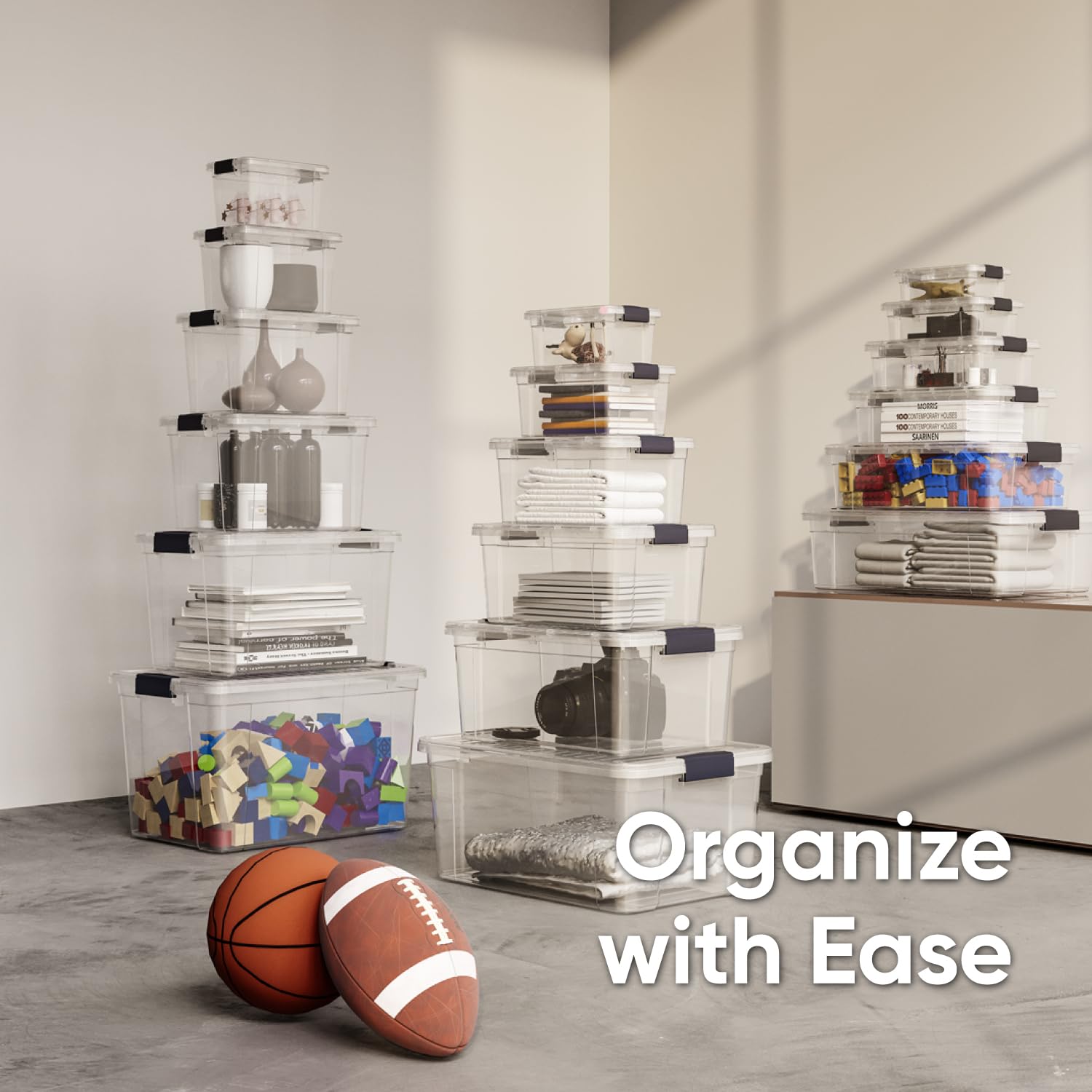 Small Clear Storage Boxes with Lids (2 Count)