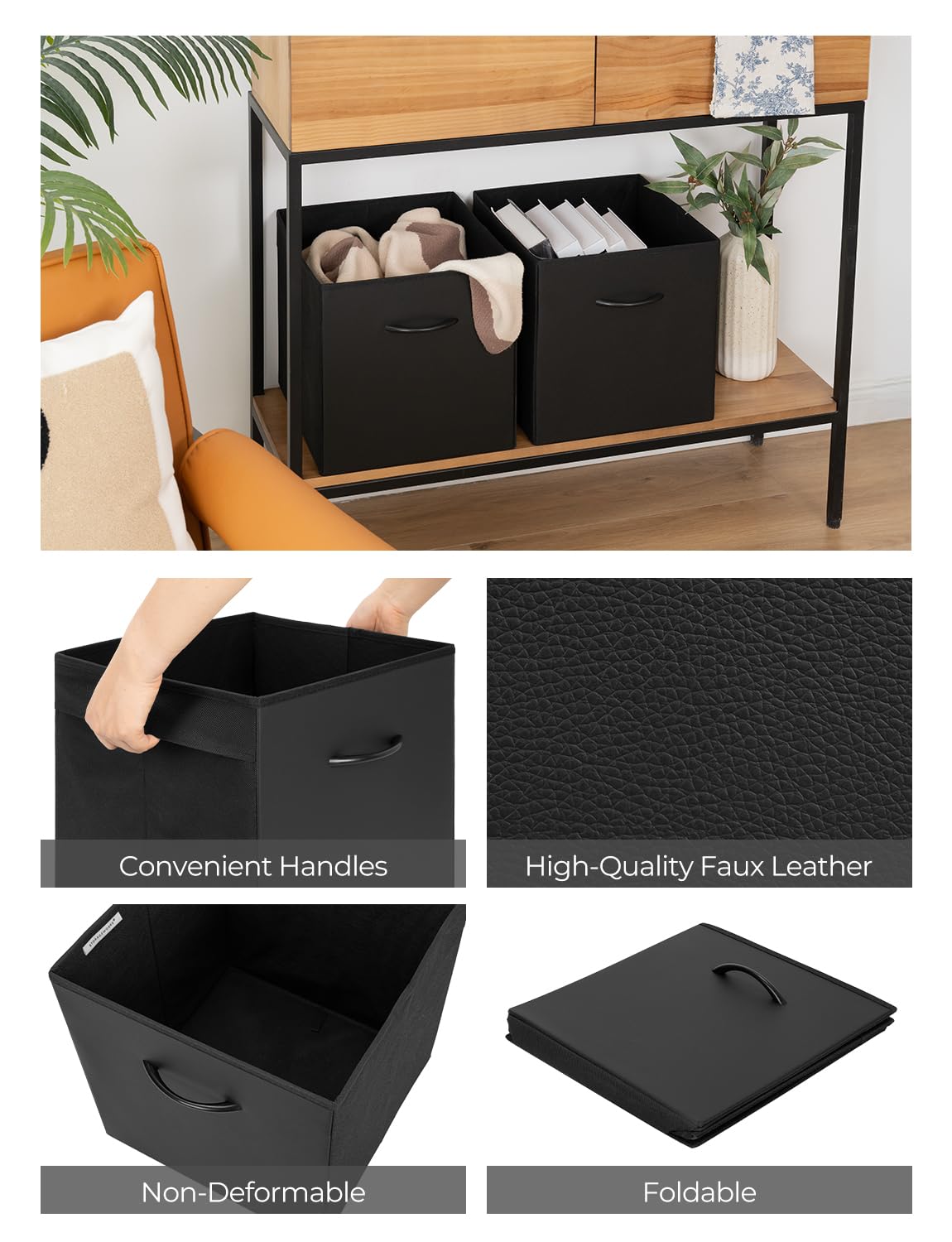 13in Black Storage Cubes (4 Count)