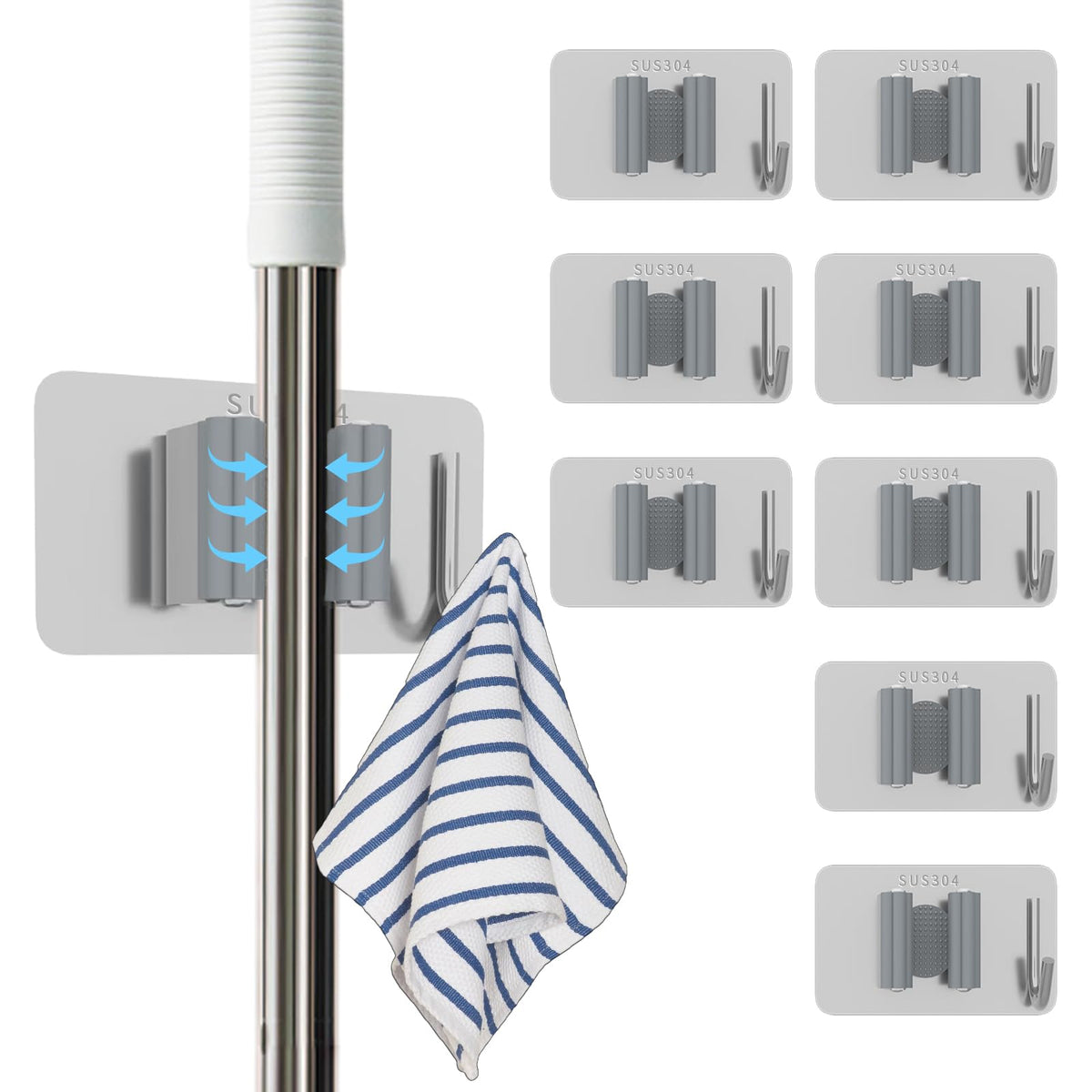 8 Pack Stainless Steel Mop Clips