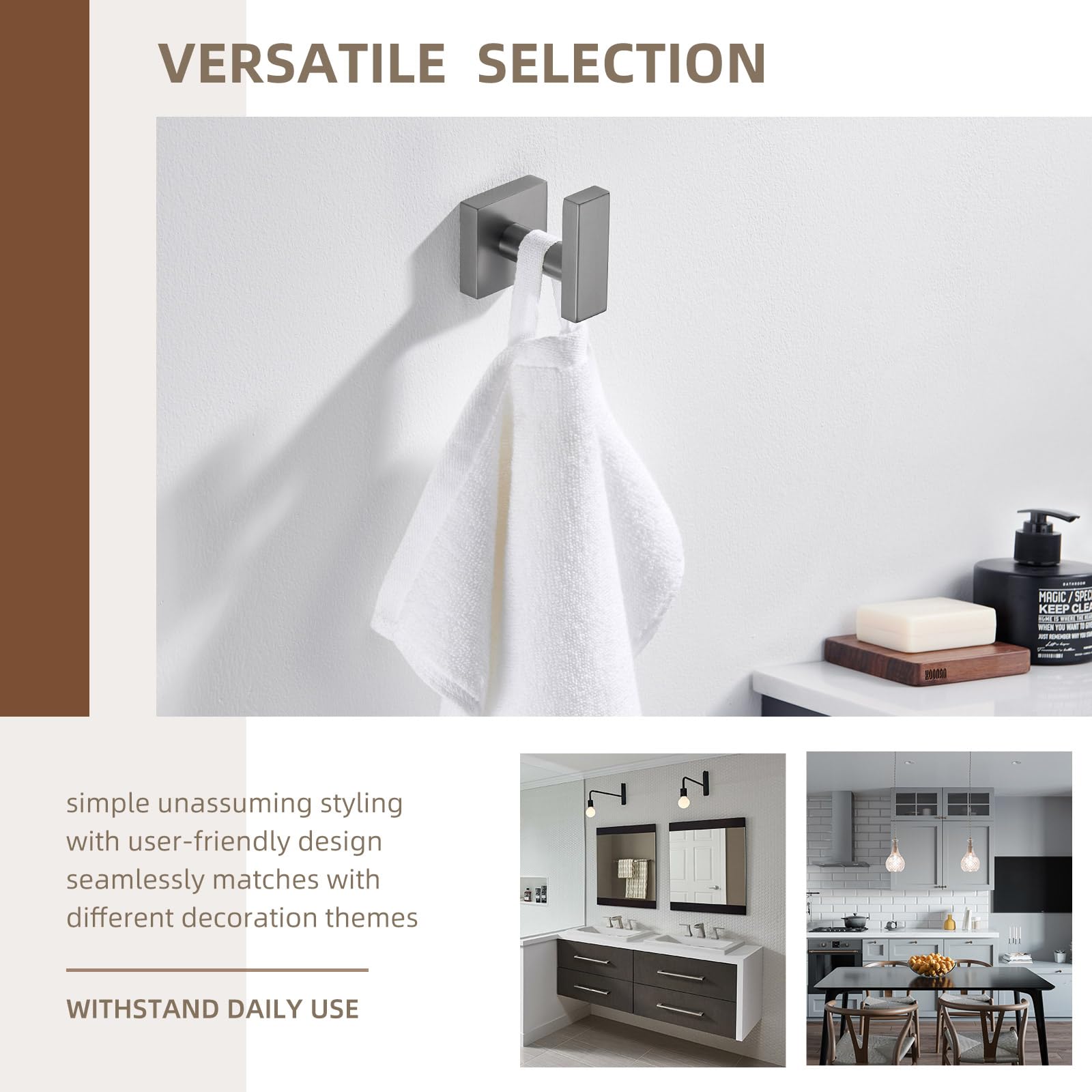 Gunmetal Gray Bathroom Towel Hook