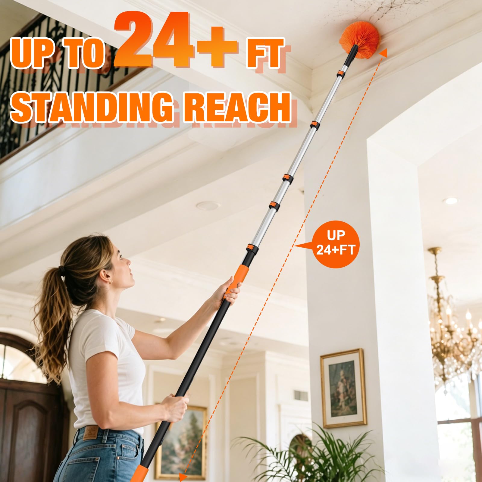 24FT Cobweb Duster with Extension Pole