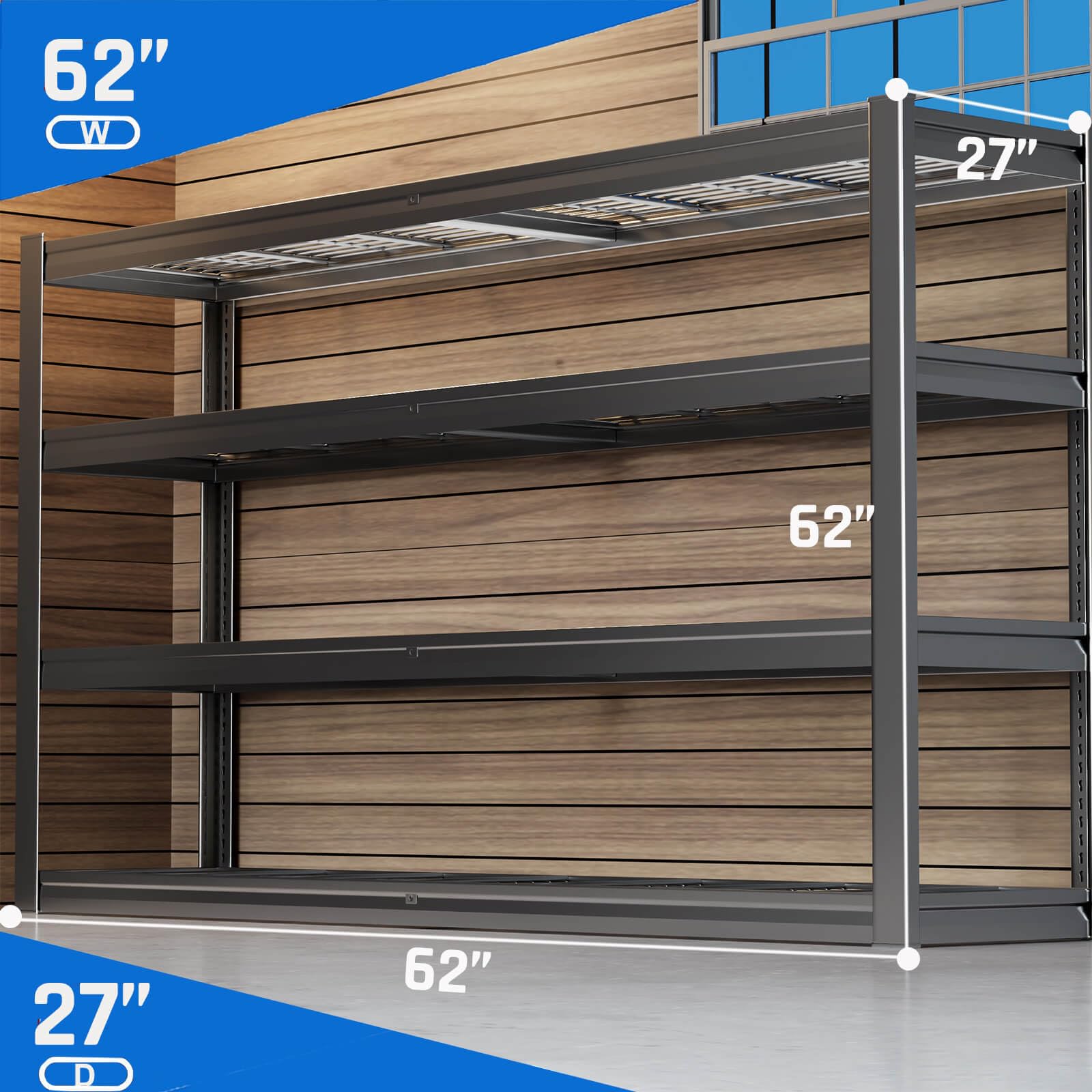 62" W Garage Shelving Heavy Duty