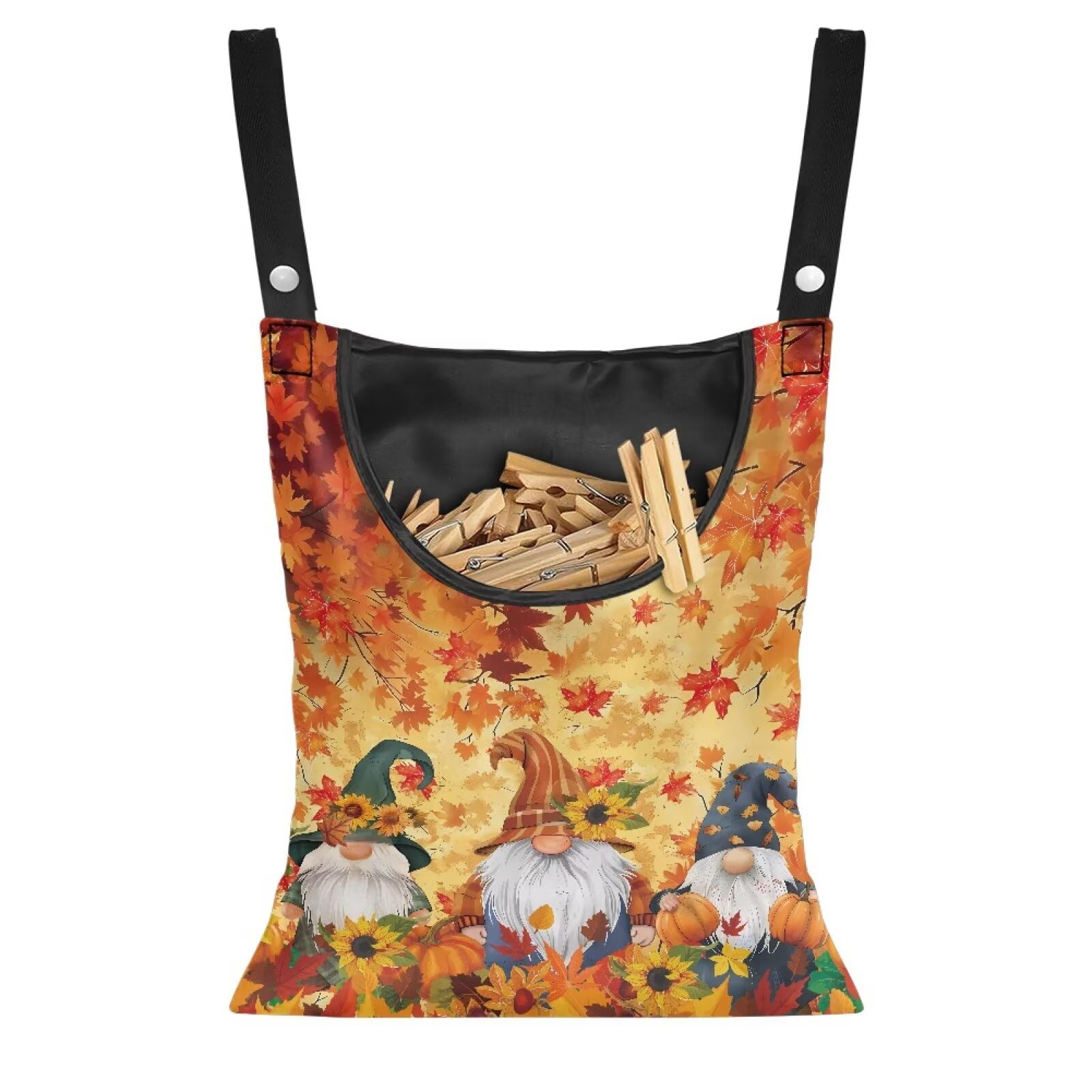 Autumn Goblins Clothespin Bag with Hanging Rope 14.5 x 12 Inch Summer Waterproof Laundry Clothes Pin Holder Clothespin Storage Organizer with Large Opening for Home Outdoor