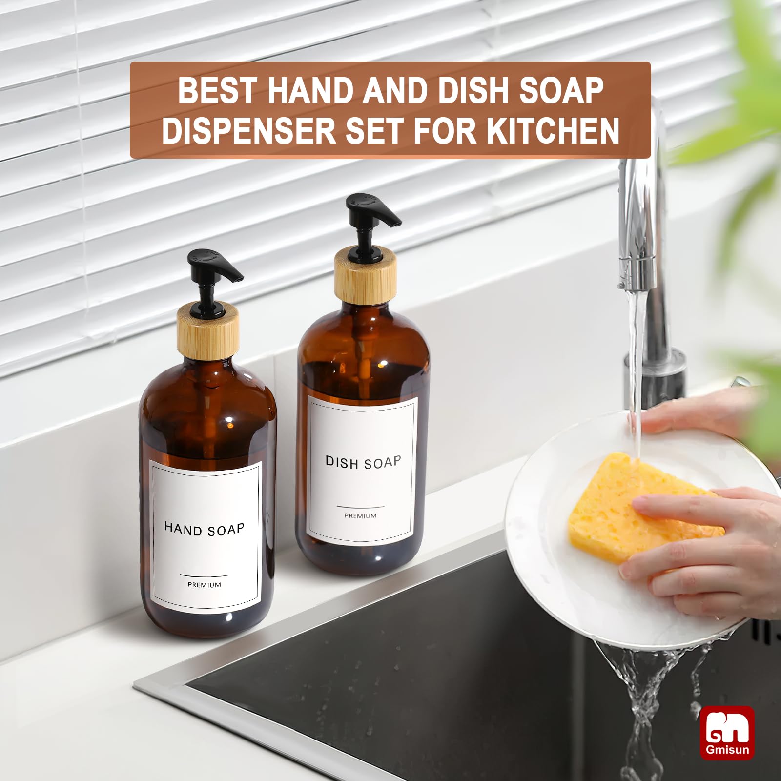 Amber Glass Soap Dispenser (2 Count)