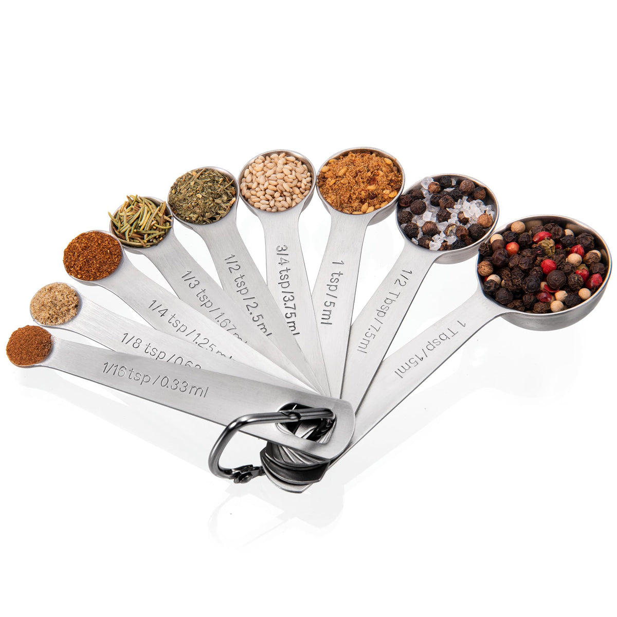 18 8 Stainless Steel Measuring Spoons with Engraved Metric (9 Count)