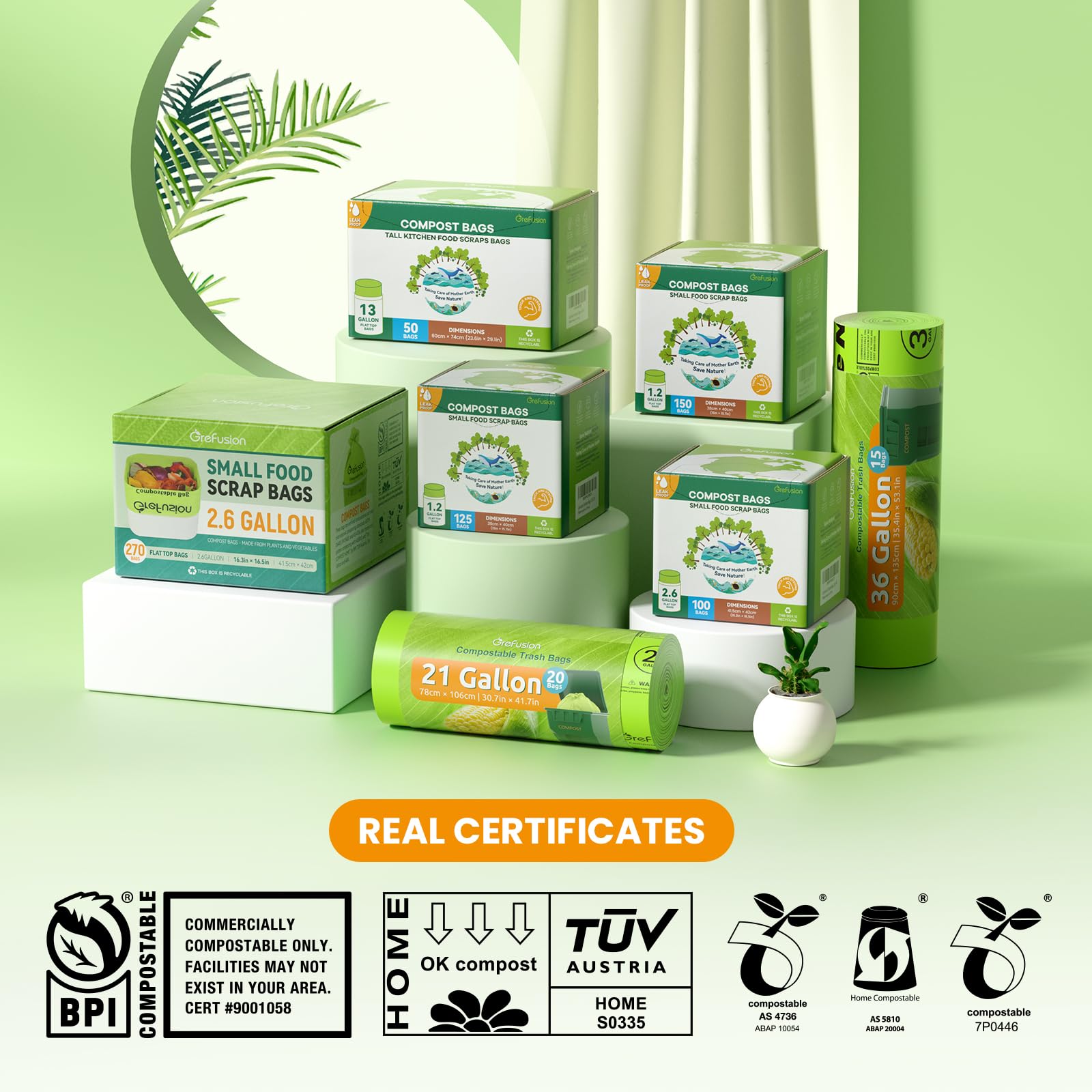 2.6 Gallon Compostable Trash Bags (100 Count)