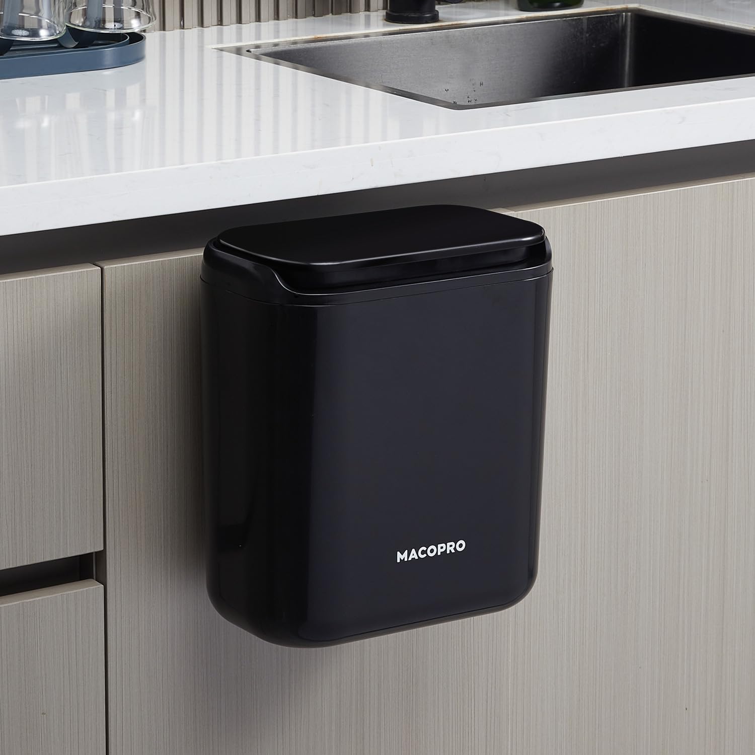 Compost Bin Hanging Trash Can with Lid Under Sink for Kitchen (337.92 Fl Oz)