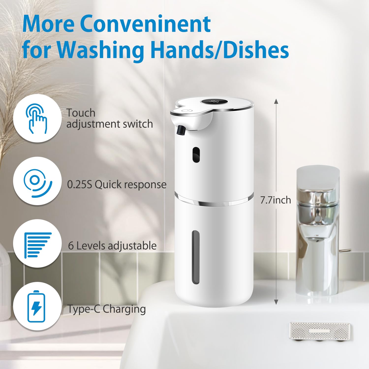 Automatic Liquid Soap Dispenser with 6 Levels Soap Adjustable