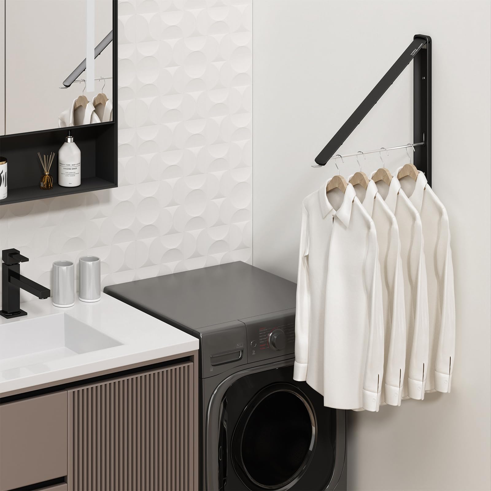 Folding Clothes Hanger Rack Wall mounted for Laundry Clothes Drying Rack