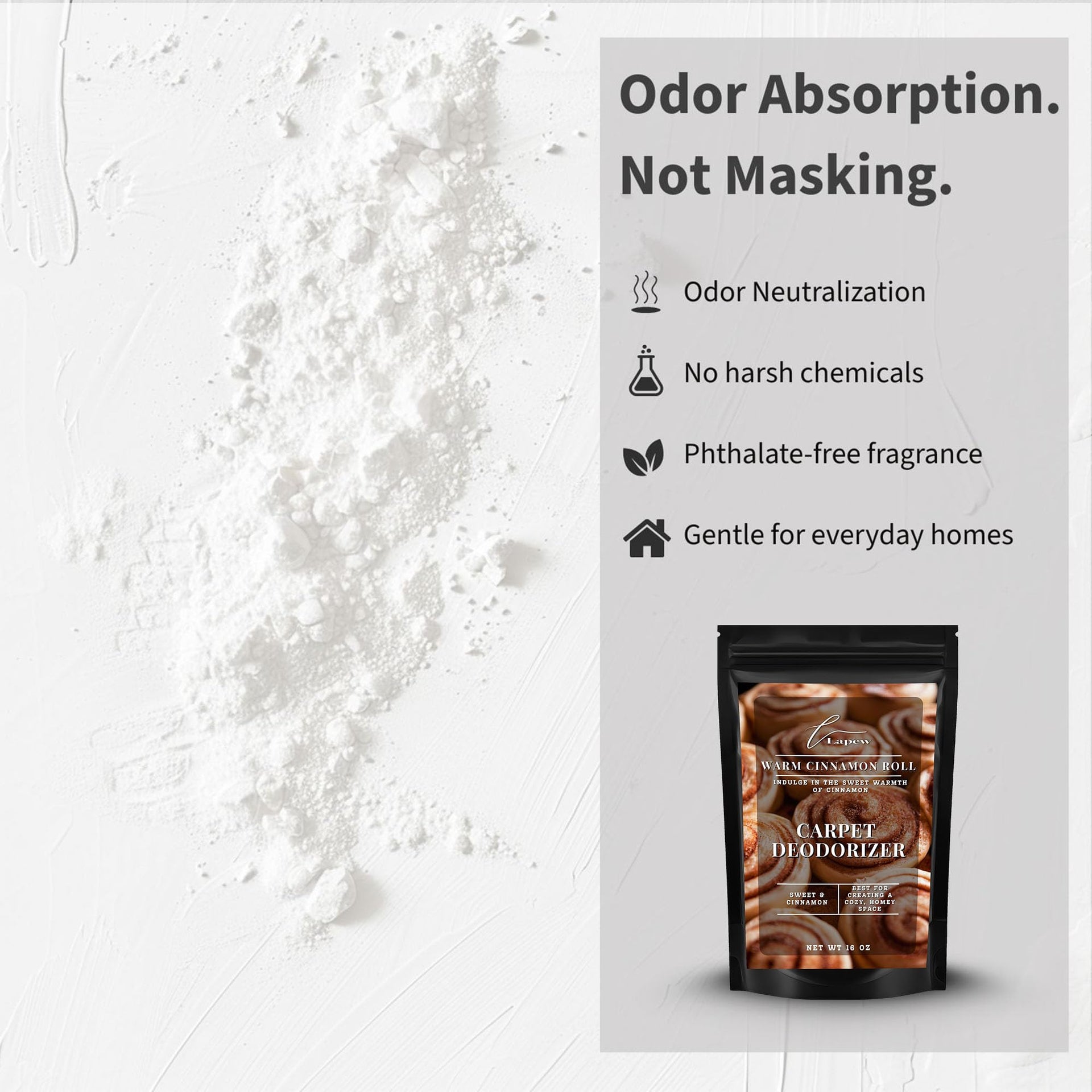 Warm Cinnamon Roll Carpet Deodorizer Powder (16 Ounce)