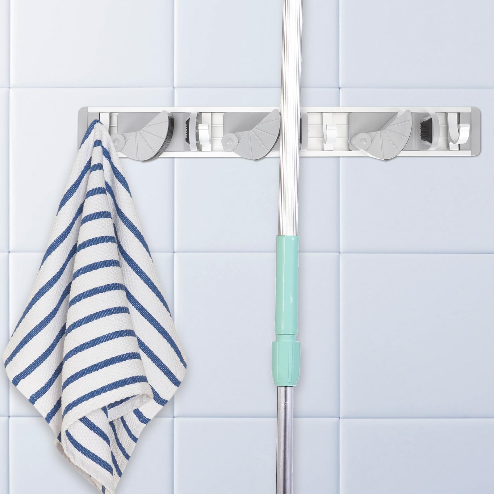 Space Aluminum Mop Hanging Hooks Rack