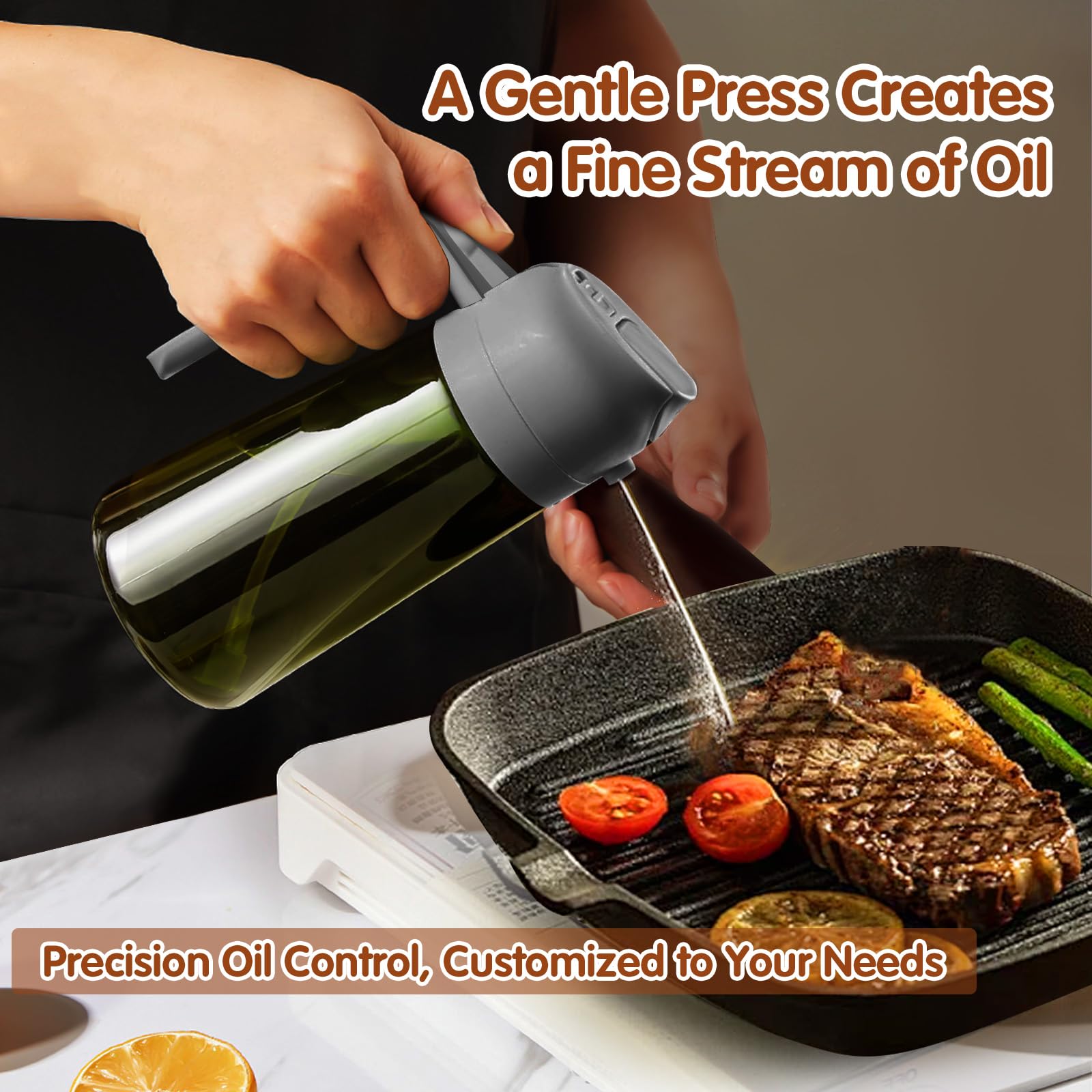 16oz 470ml Dark Green Oil Sprayer for Cooking with Stickers