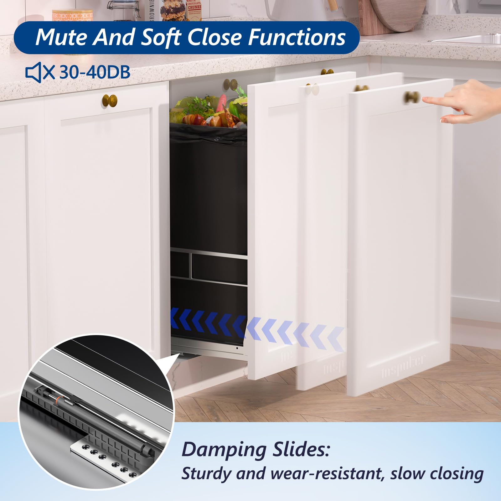 Pull Out Trash Can Under Cabinet with Soft