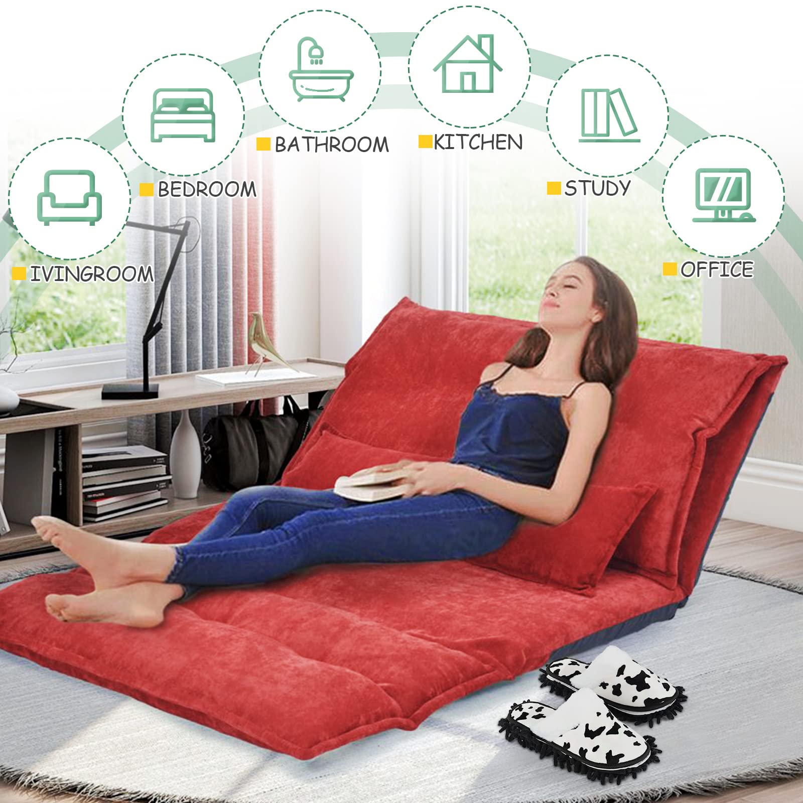 Detachable Microfiber Mop Slippers Floor Dust Cleaning for House