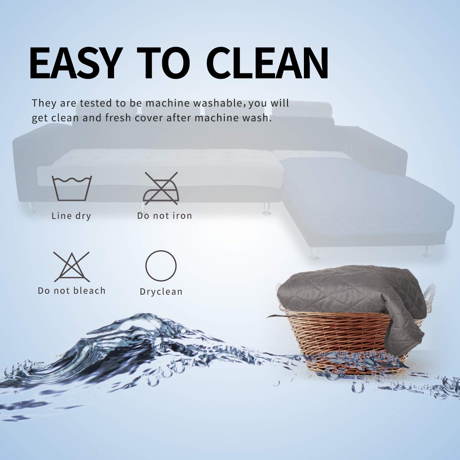 Sectional Couch Covers for Dogs L Shape Sofa Cover Reversible Sofa Slipcover Chaise Lounge Cover Furniture Protector Cover for Pets Dog Cat