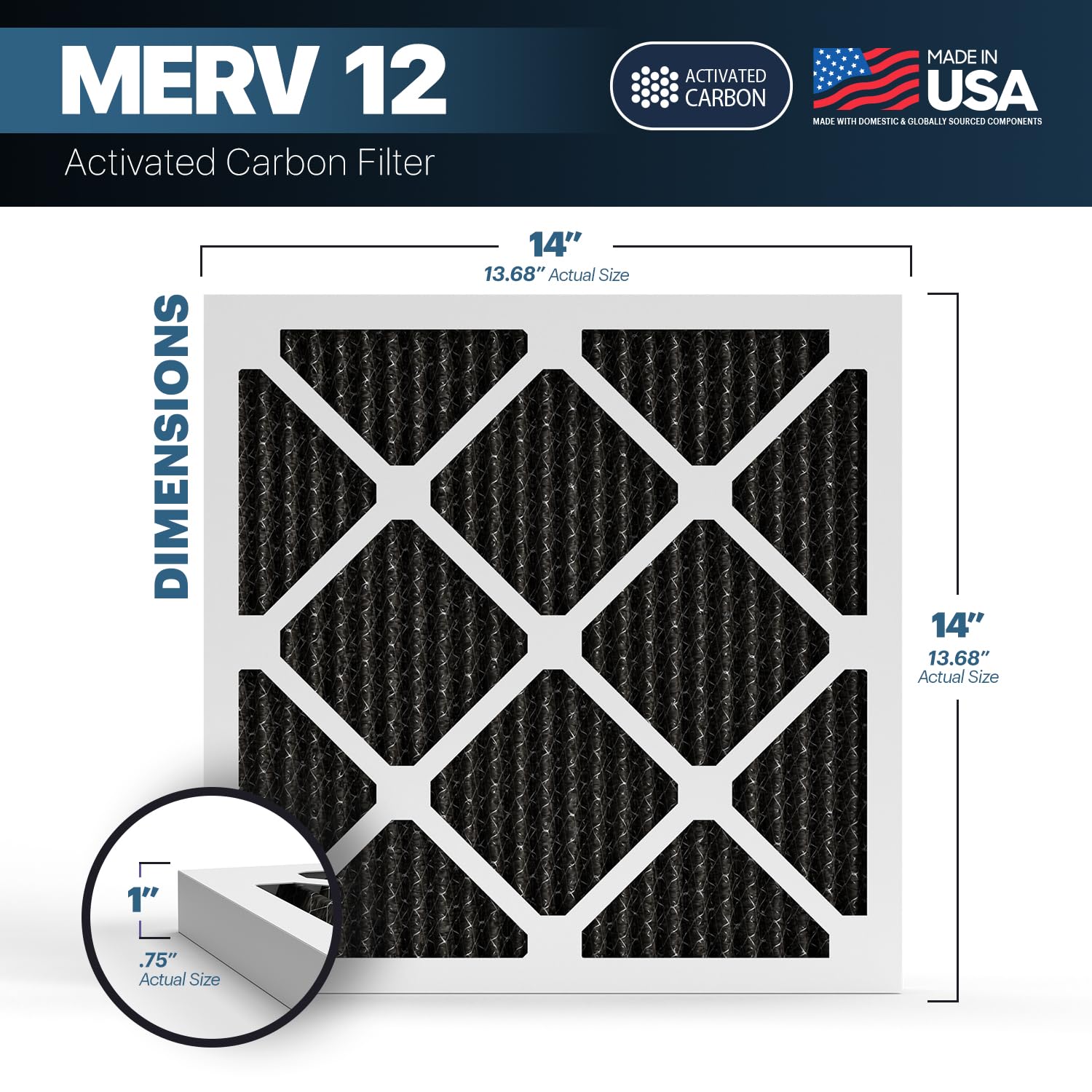TruFilter 14x14x1 MERV 12 Odor Defense (6 Count)