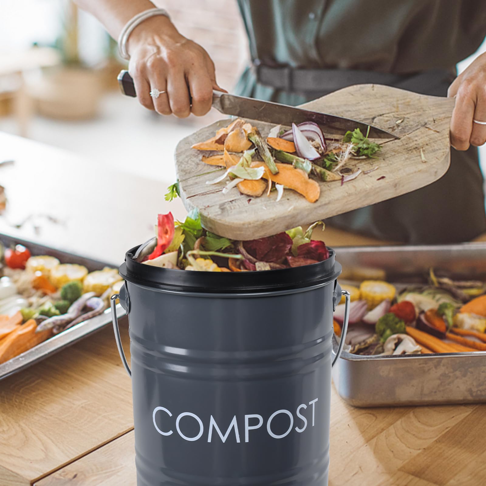 Compost Bin Kitchen Countertop Composter with lid
