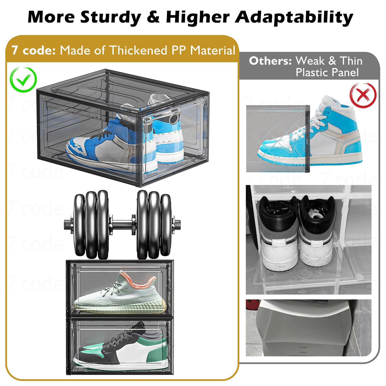 Sturdy Clear Shoe Organizer with Magnetic Door (6 Count)