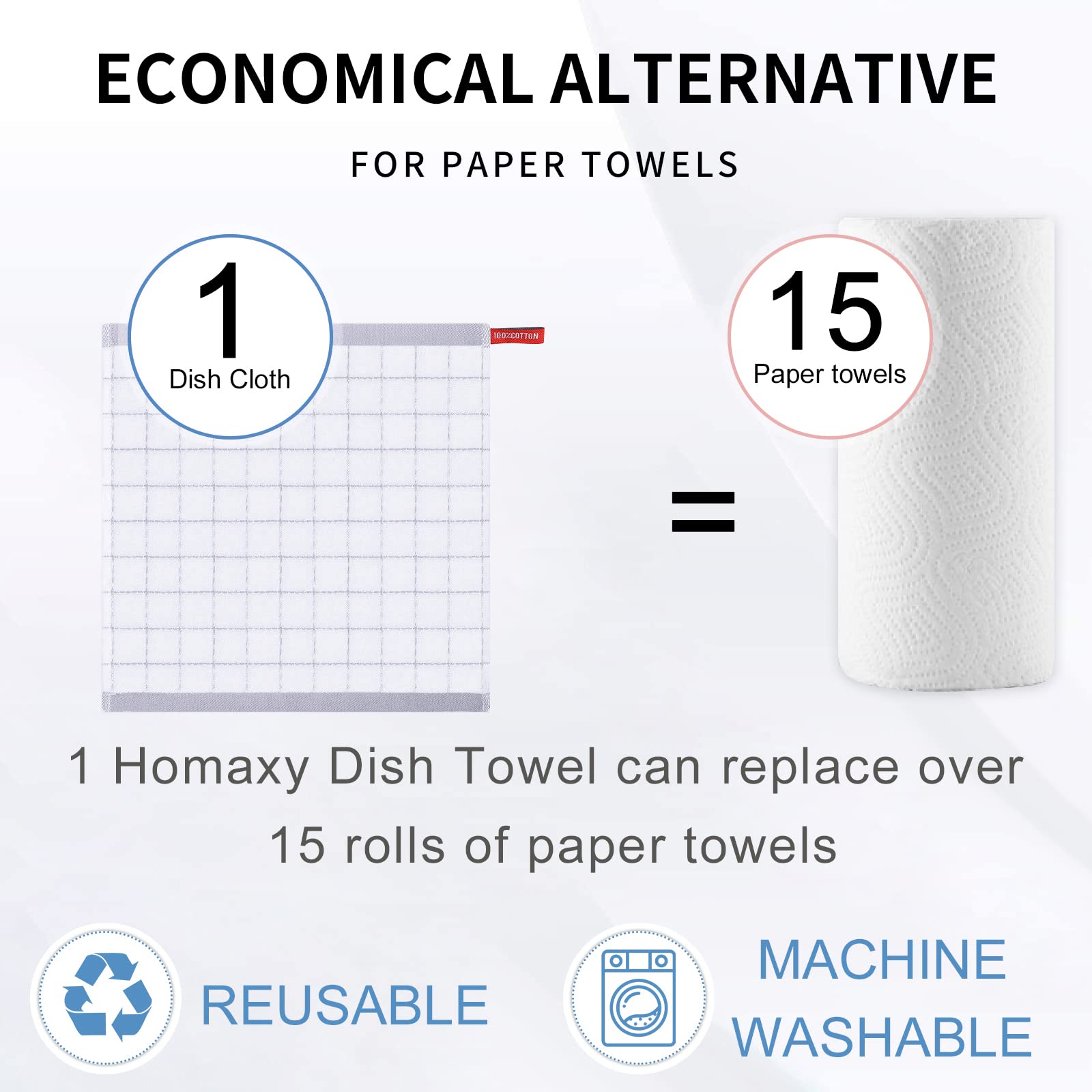 100% Cotton Terry Kitchen Dish Cloths (6 Count)