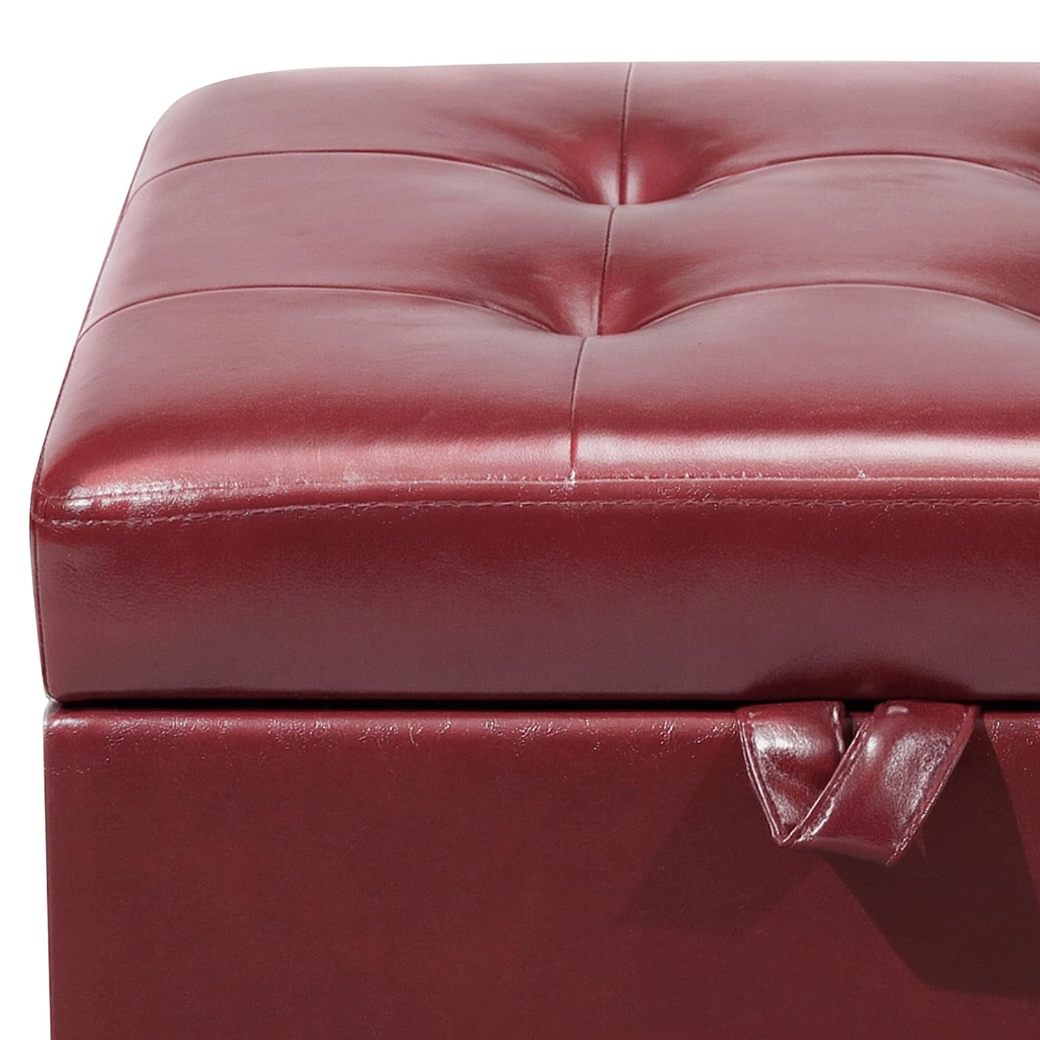 Faux Leather Storage Ottoman