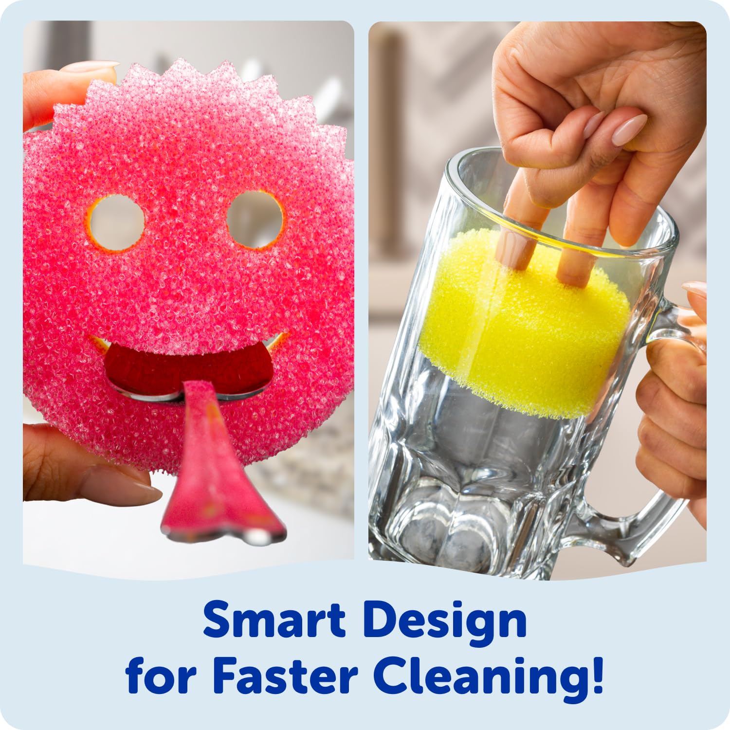 Original (4) + Scrub Mommy Kitchen Sponges (4) - Scratch-Free Dish Scrubber - Multipurpose Kitchen Cleaning Sponges - BPA Free Polymer Foam - Stain & Odor Resistant (8 Pack) (8 Count)