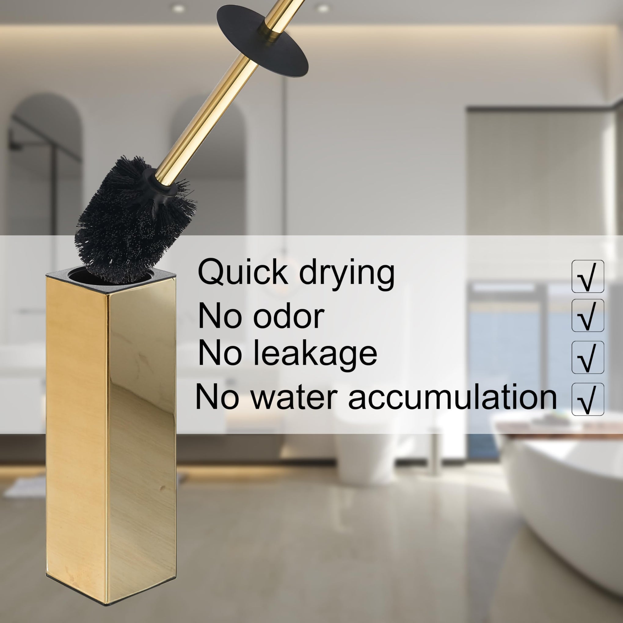 Square Toilet Brush with Holder
