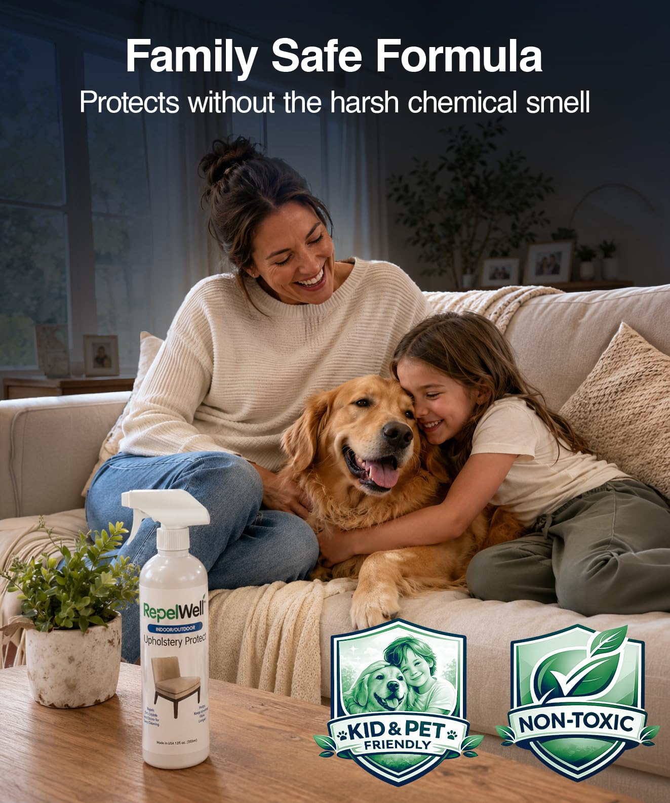 Non Toxic Fabric Protector Spray for Upholstery & Furniture (12 Fl Oz)