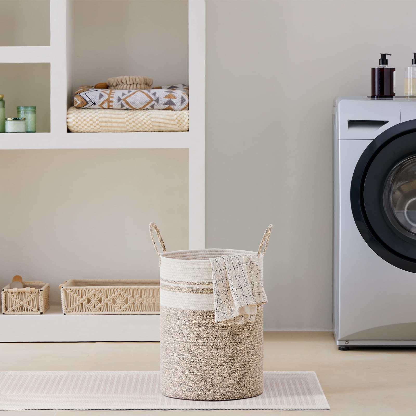 30L Small Woven Laundry Basket Hamper