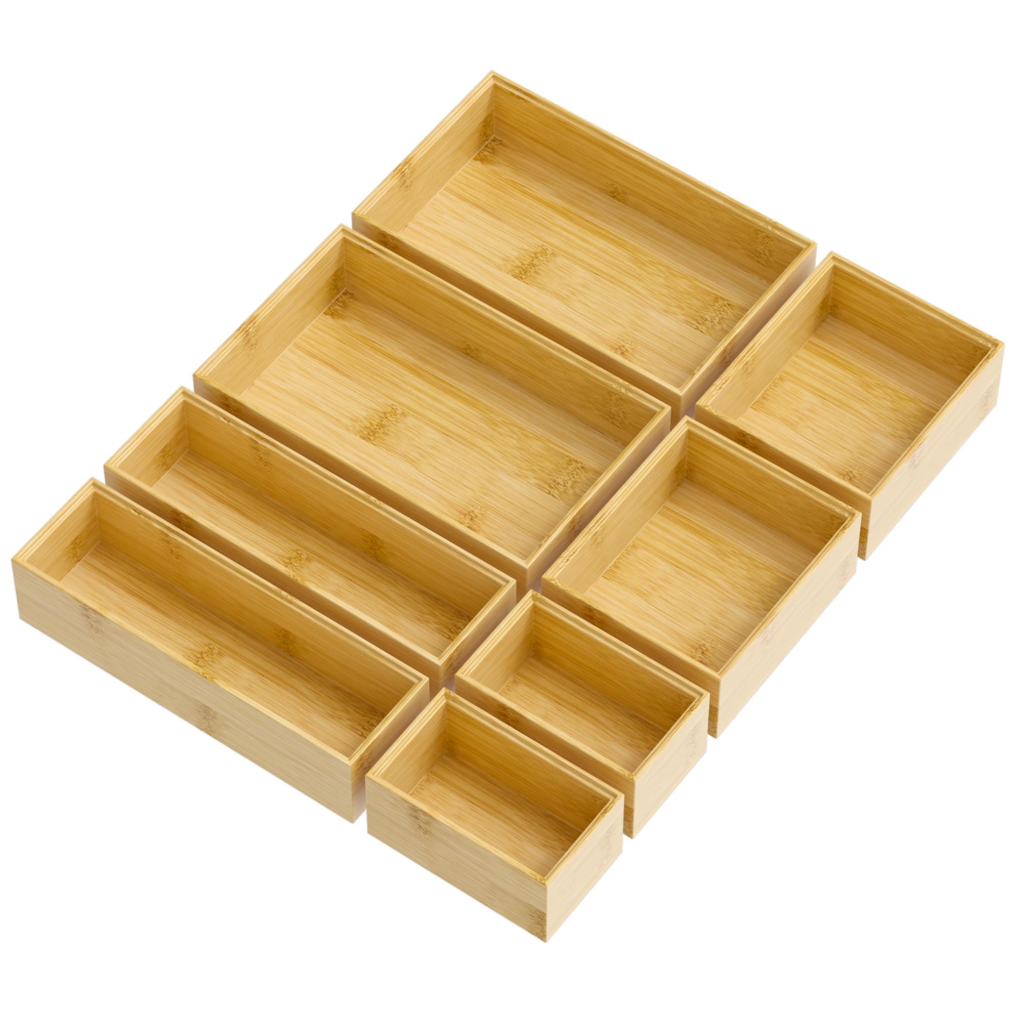 Bamboo Drawer Organizer Boxes (8 Count)