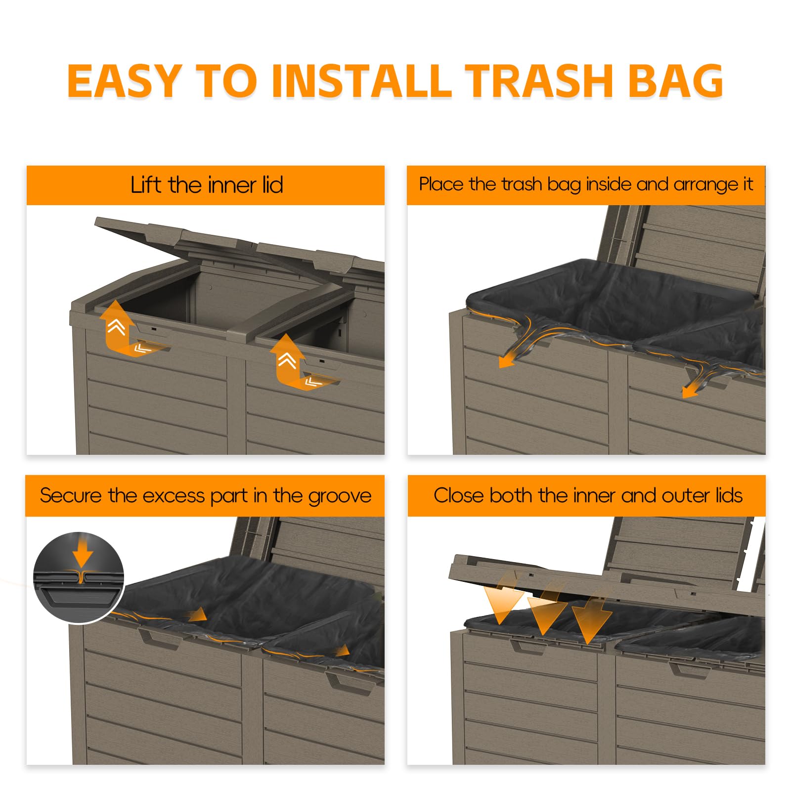 62 Gallon Outdoor Trash Can with lid