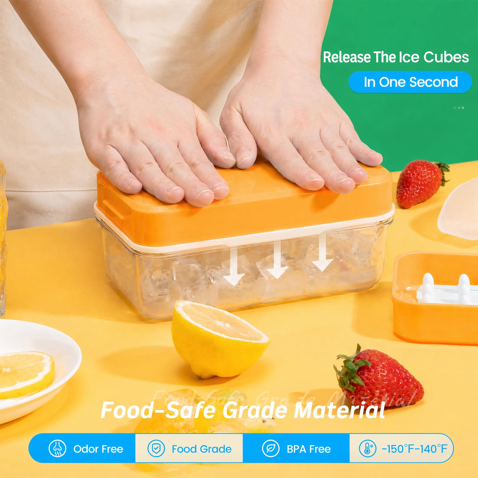 Ice Cube Tray with Lid and Bin