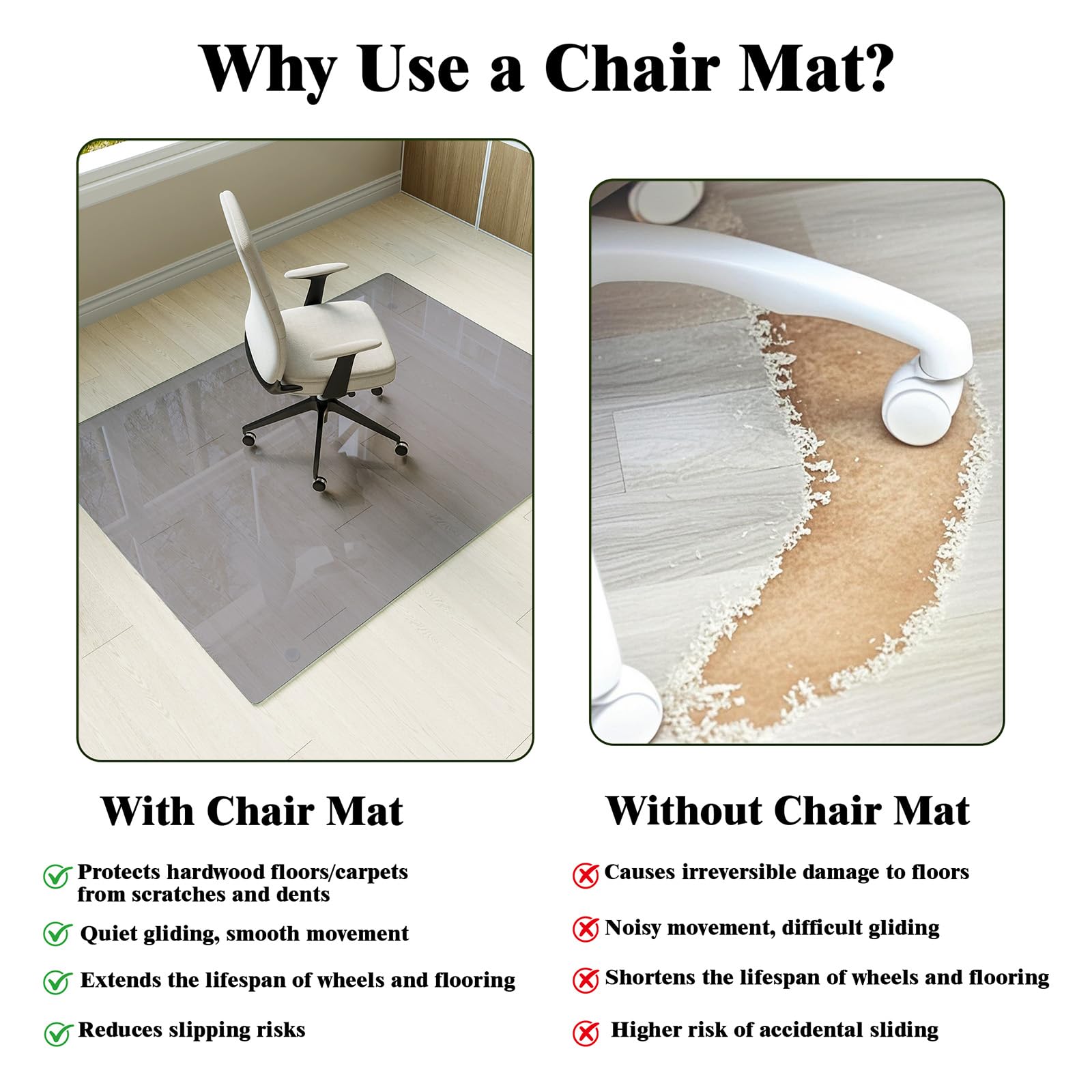40" x 60" Office Chair Mat for Hardwood Floors & Carpets