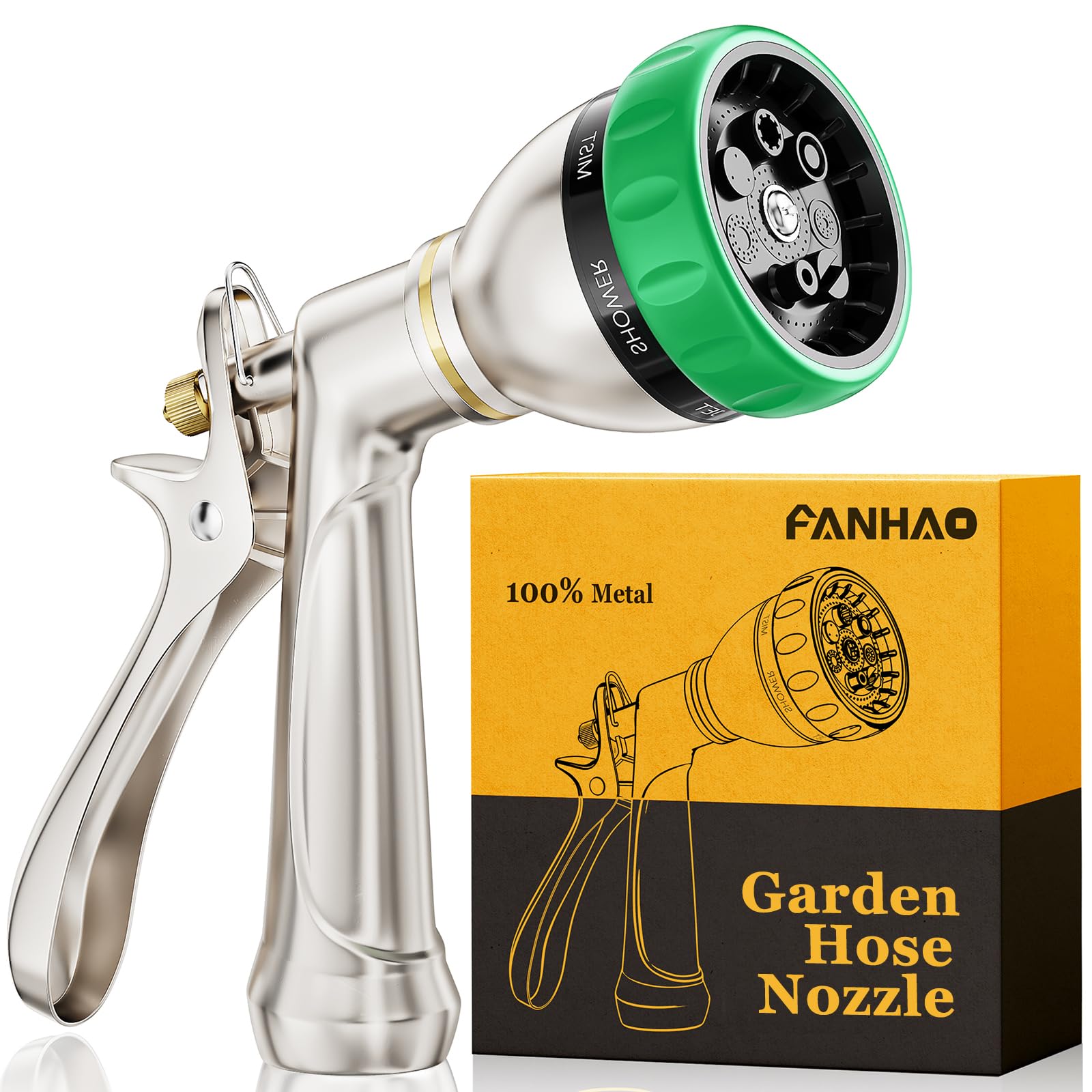 Upgraded 100% Metal Garden Hose Nozzle Heavy Duty