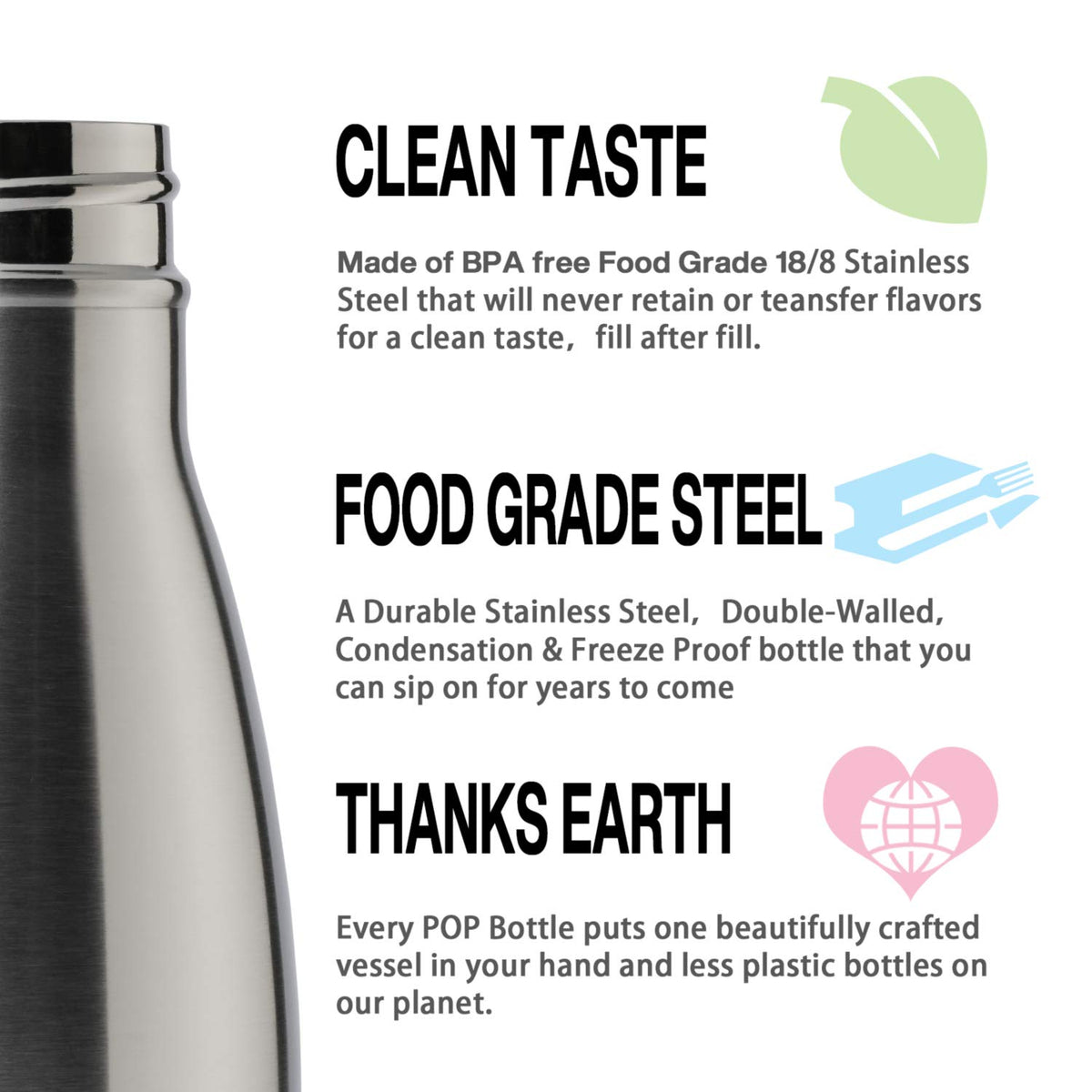 17oz Sport Water Bottle 8 Pack Vacuum Insulated Stainless Steel Leak (8 Count)