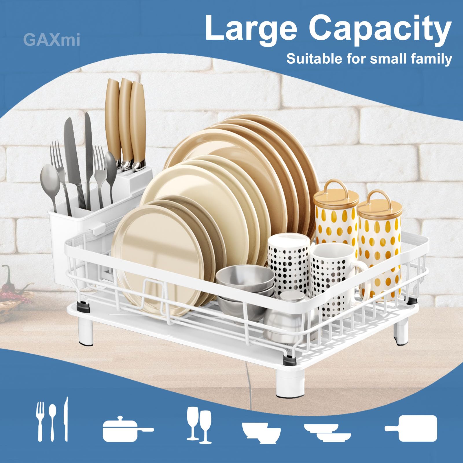 Dish Drying Rack with Drainboard for Kitchen Countertop 1