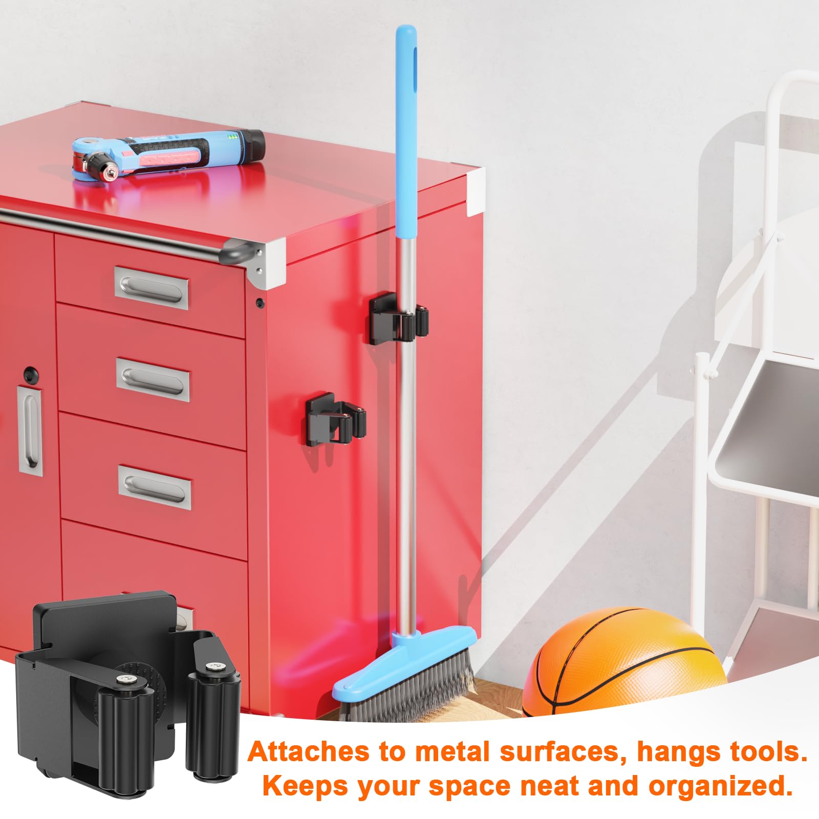 Strong Magnetic Mop Broom Holder (4 Count)