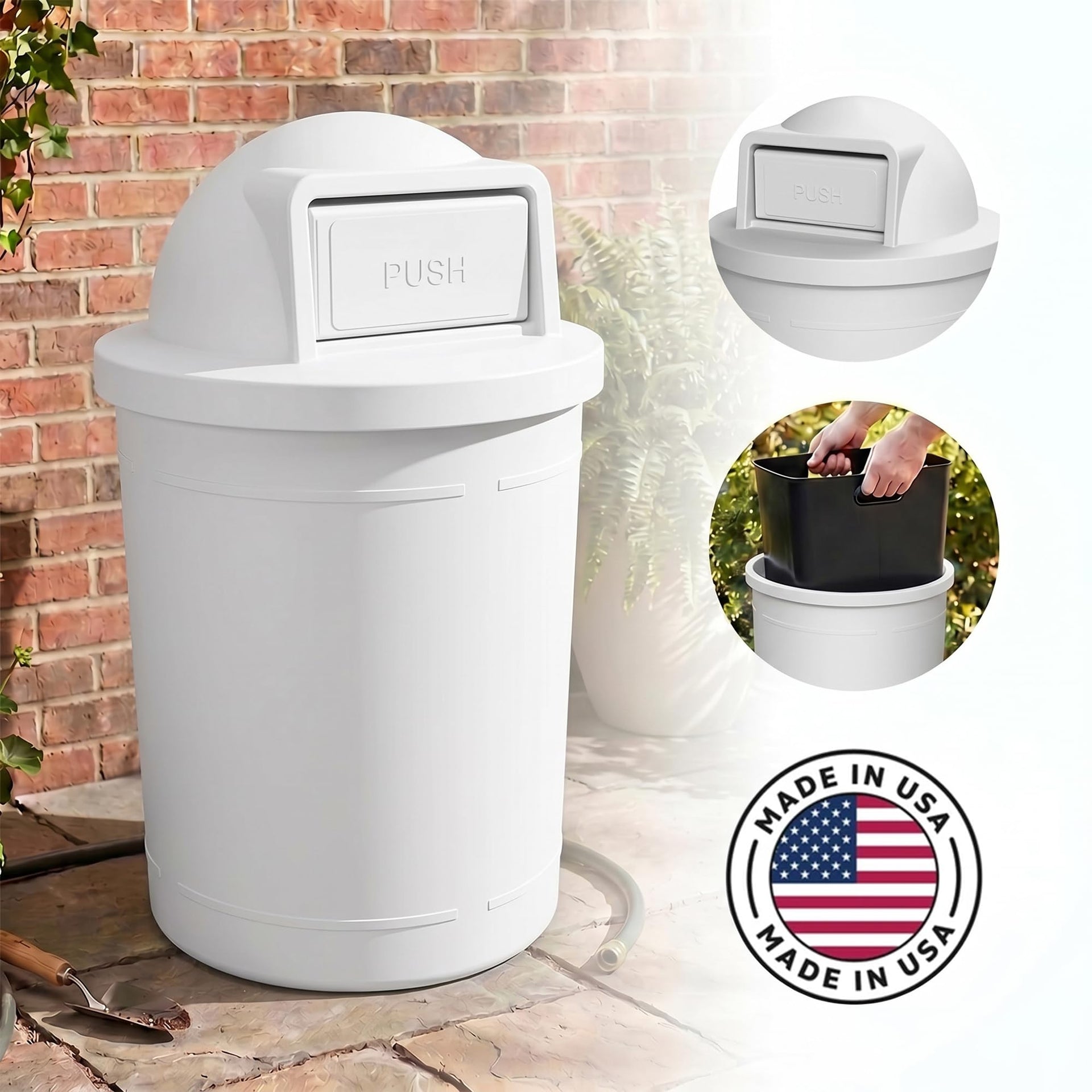 Campus Collection 55 Gallon Plastic Commercial Garbage Can with Push Lid