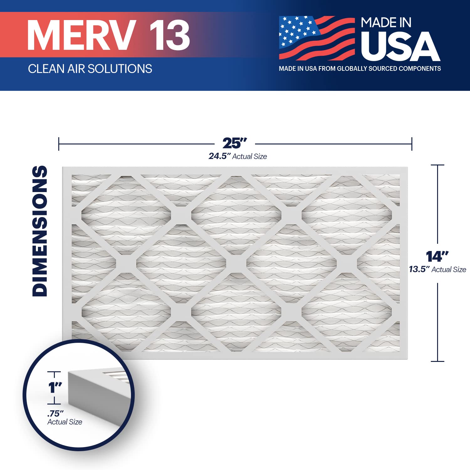 14x25x1 MERV 13 Air Filter 12 Pack (12 Count)