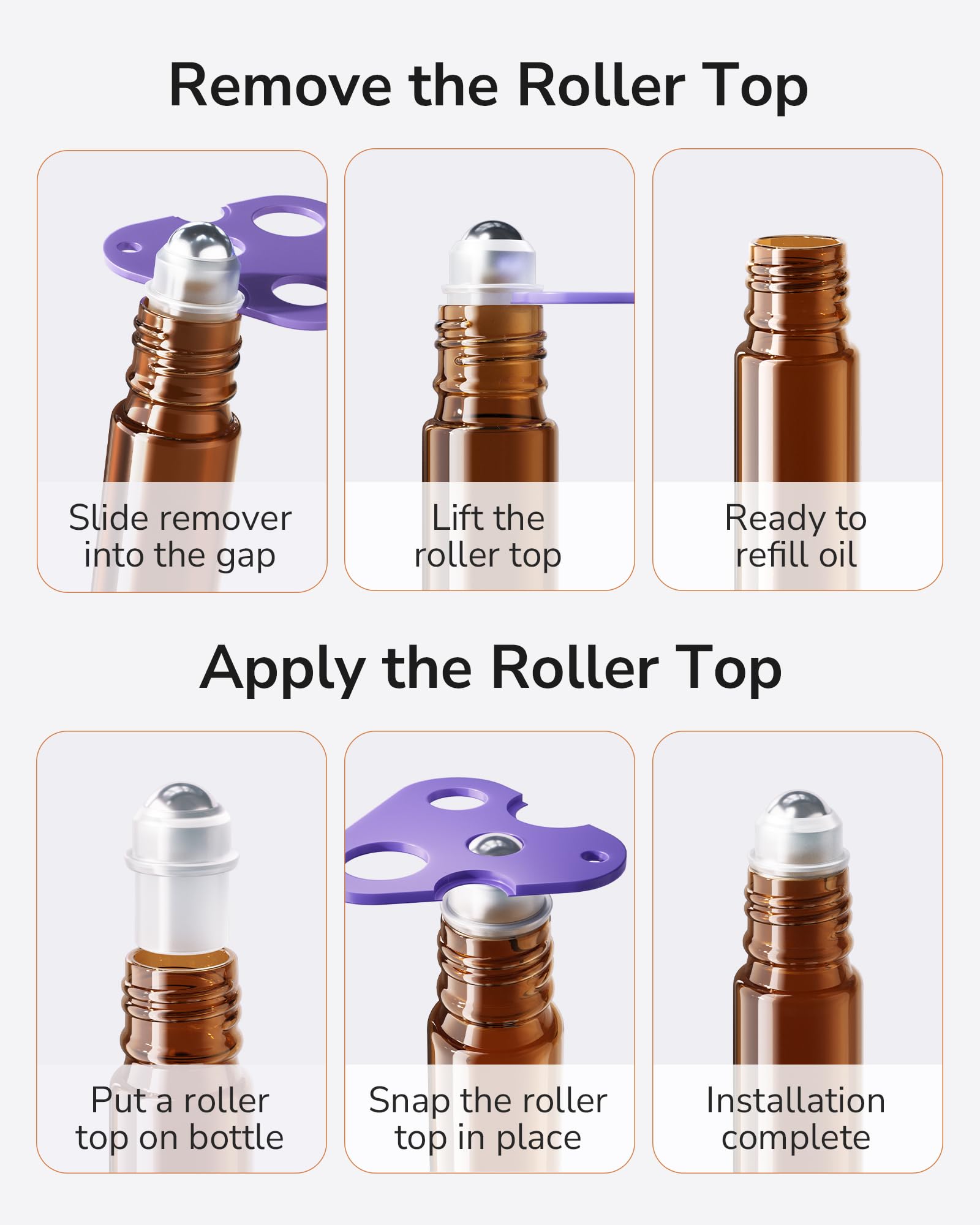 Roll on Bottles 10ml Amber Glass Empty Bottles 4 Piece for Oils (4 Count)