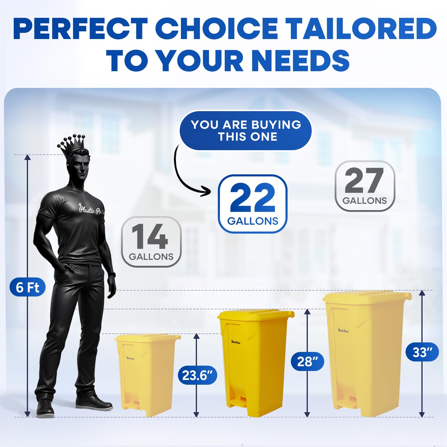 22 Gallon Kitchen Trash Can with Lid and Foot Pedal