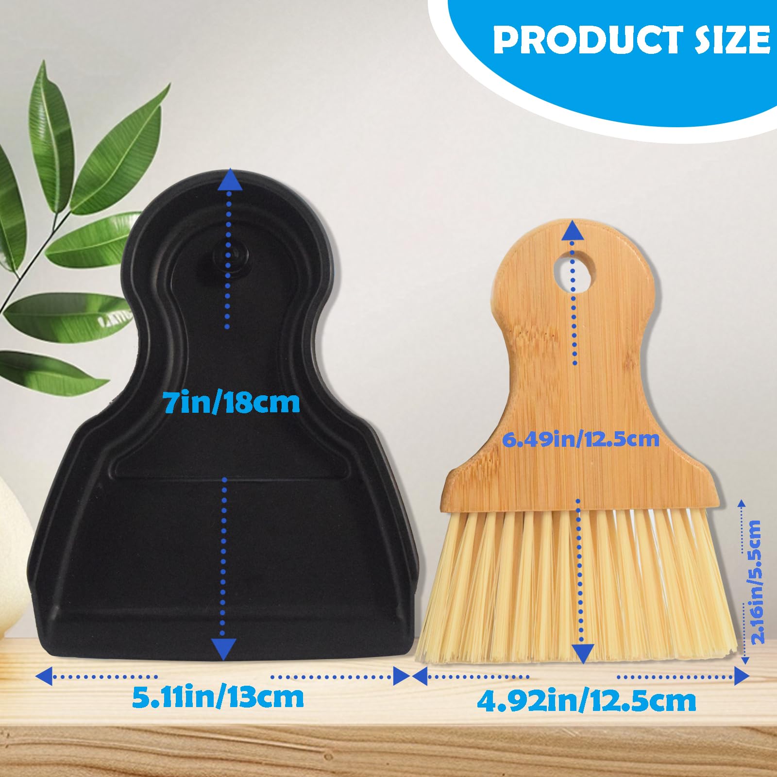 Mini Broom and Dustpan Set Portable Hand Broom with Bamboo Handle Small Crumb Sweeper for Home
